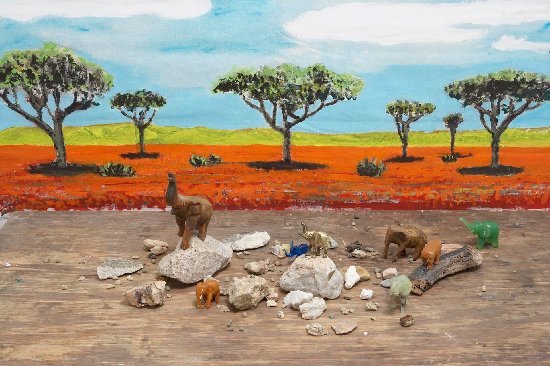 Detail of a painting by Yutaka Sone, titled African Landscape, dated 2006.