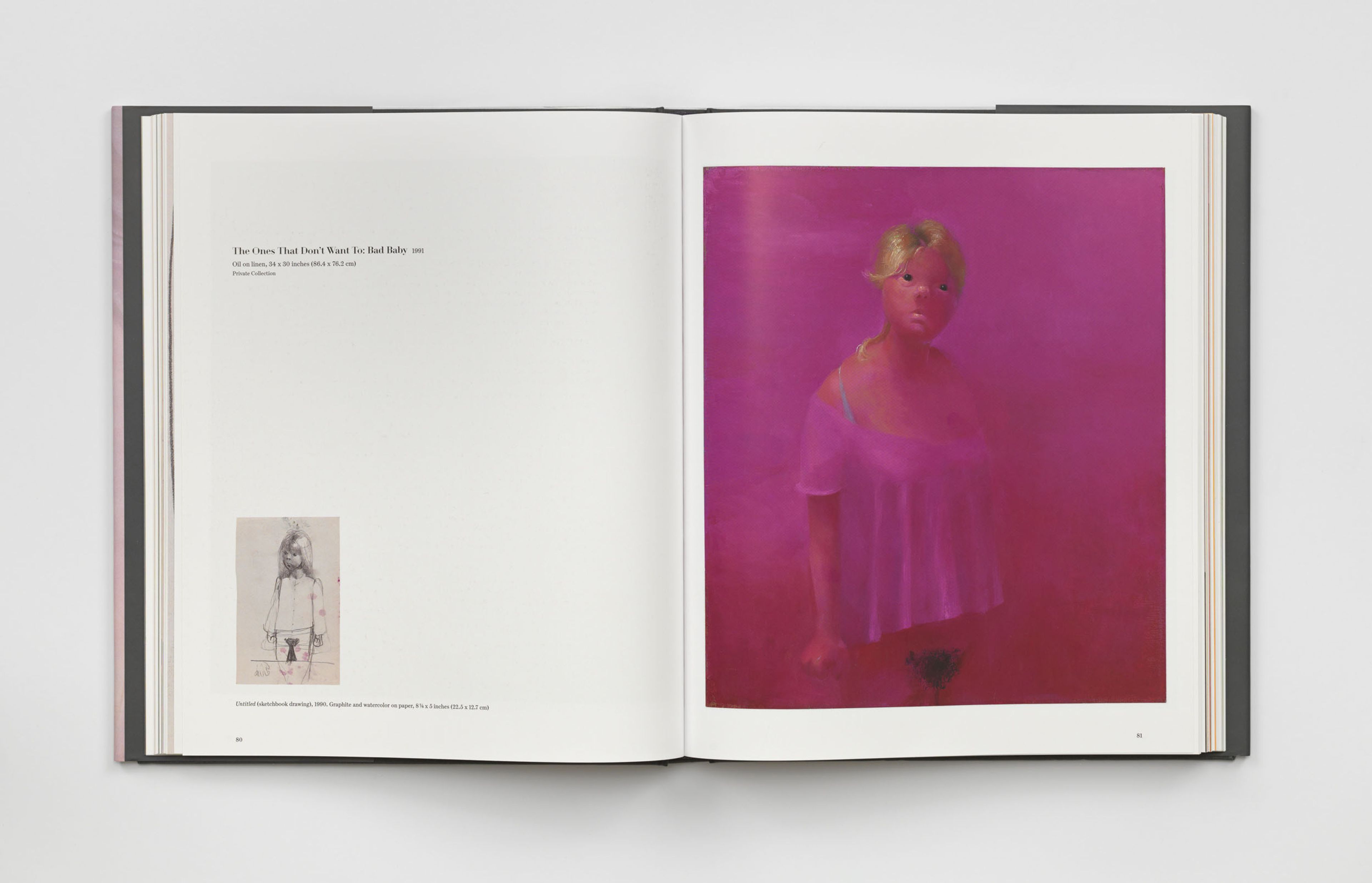 Interior spread of Lisa Yuskavage's book titled The Brood.