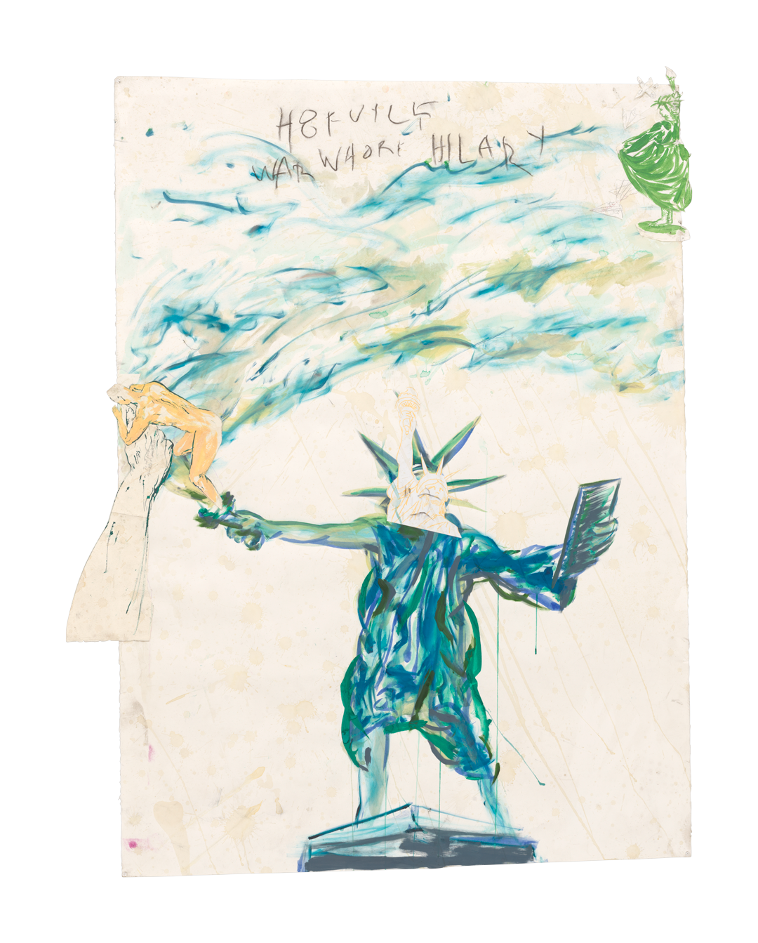 A work on paper by Raymond Pettibon titled No Title (H8 fuyck war...) dated 2019.