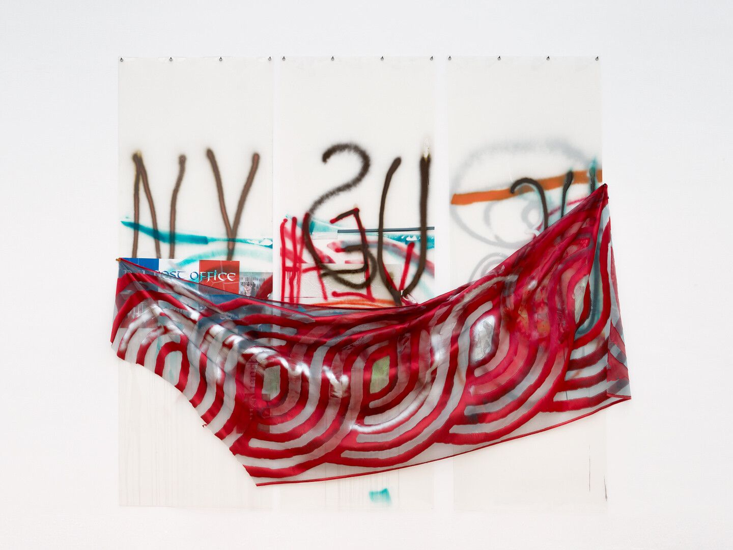 A mixed media wall-hanging sculpture by Isa Genkzken, titled Dedicated to Jasper Johns, dated 2009.