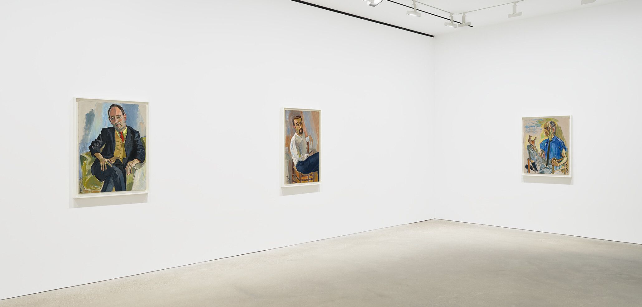 An installation view of an exhibition titled, Alice Neel: Men from the Sixties, at David Zwirner, Hong Kong, in 2022.