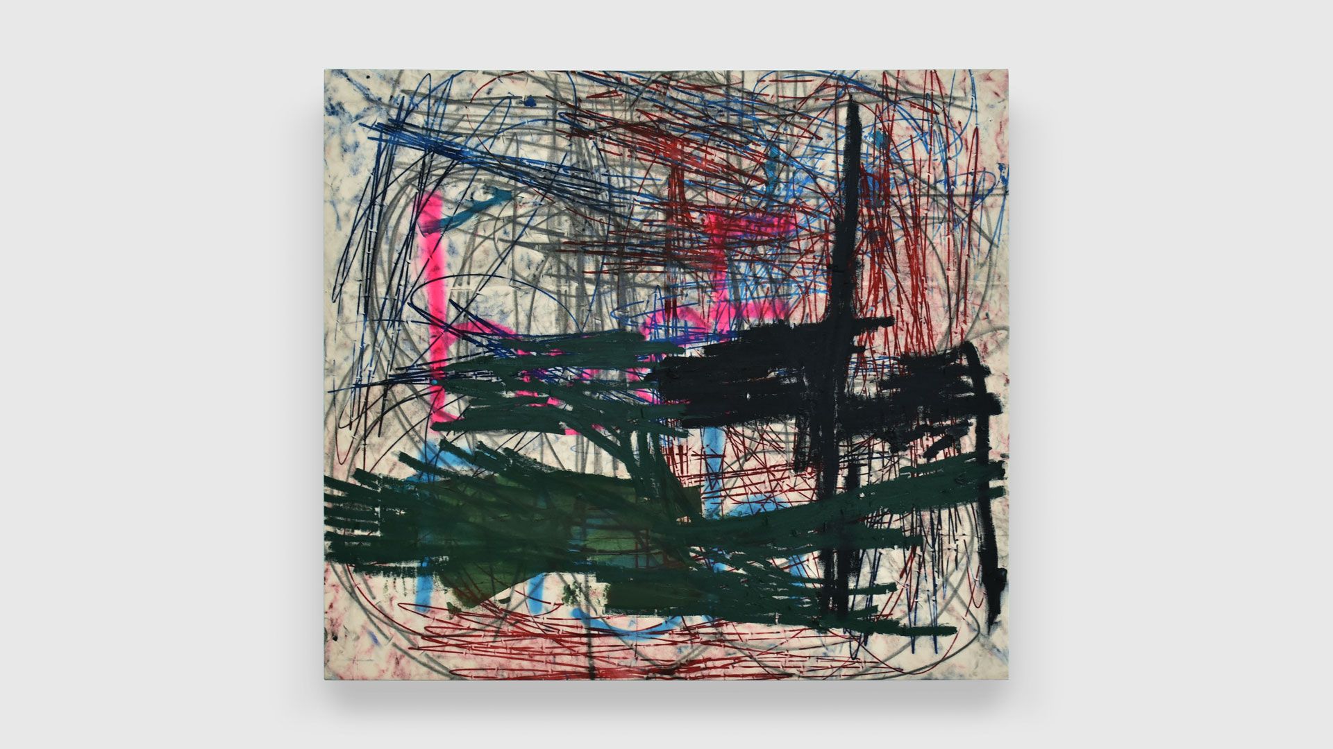 A painting by Oscar Murillo titled (untitled) ethics & aesthetics, dated 2020.