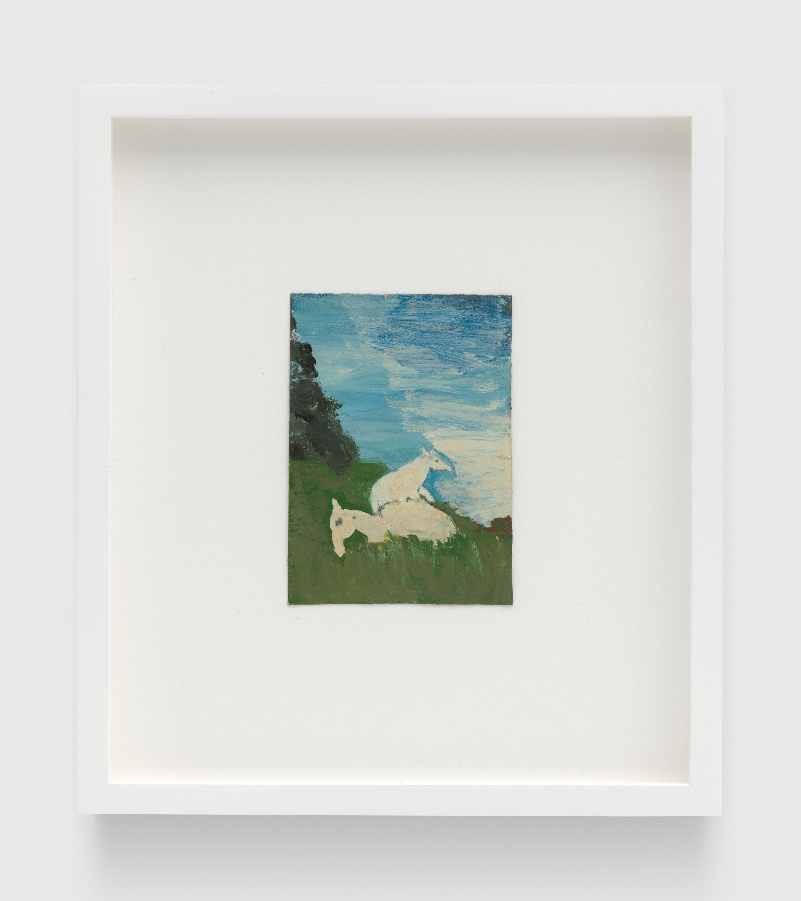 A work on paper by Frank Walter, called Untitled (Two White Goats), 1968 to 1976.