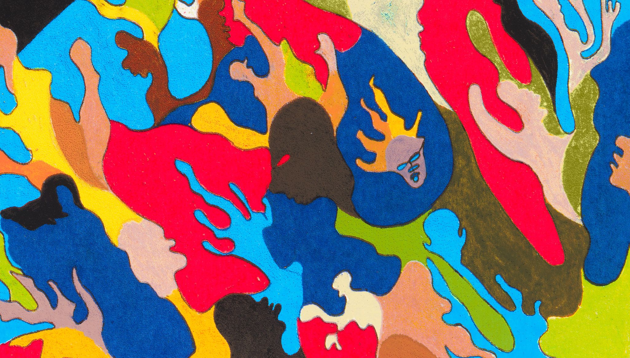A detail of a print by Tau Lewis, titled "See the True Work of Angels," dated 2023