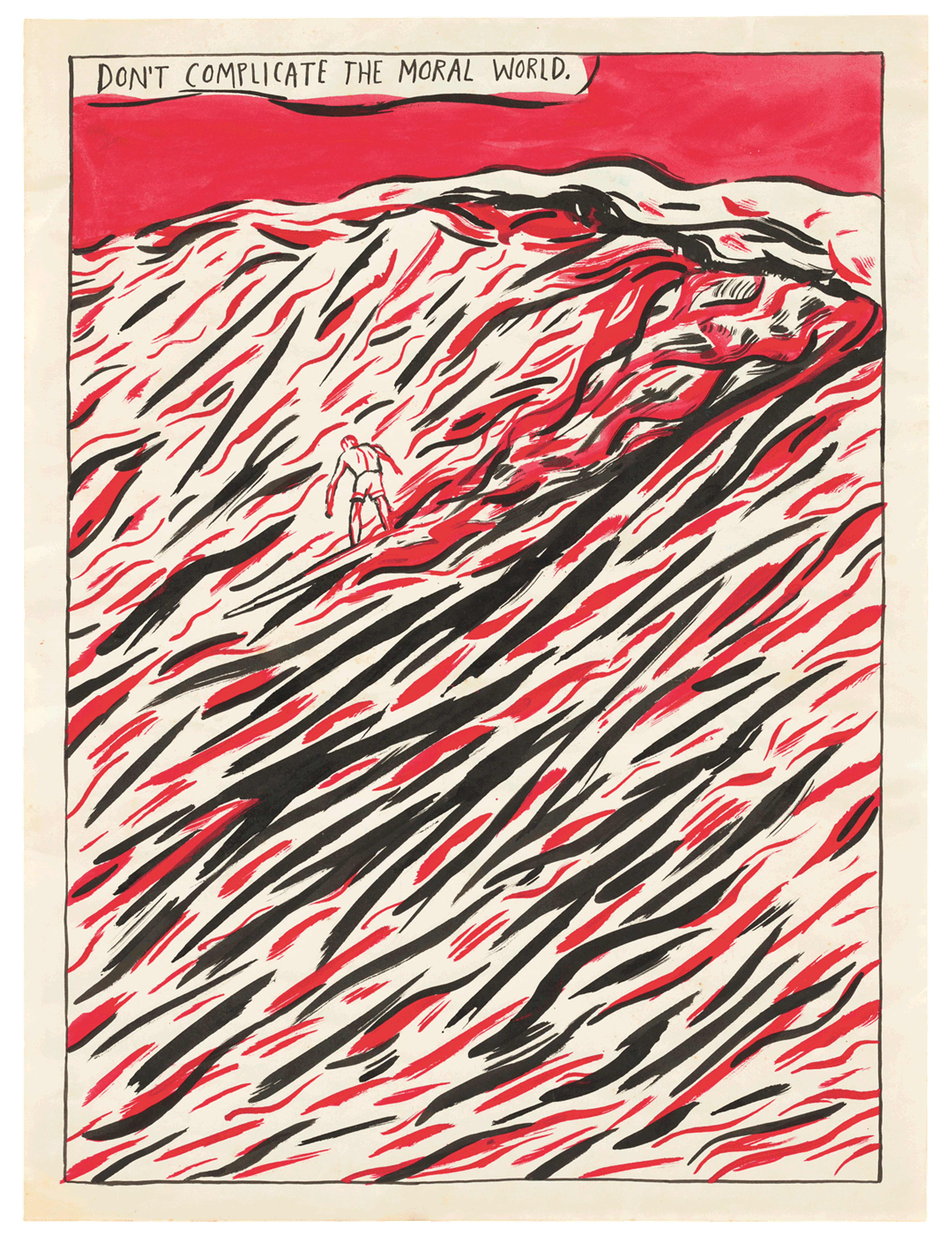 A drawing by Raymond Pettibon titled No Title (Don't complicate...), dated 1987.