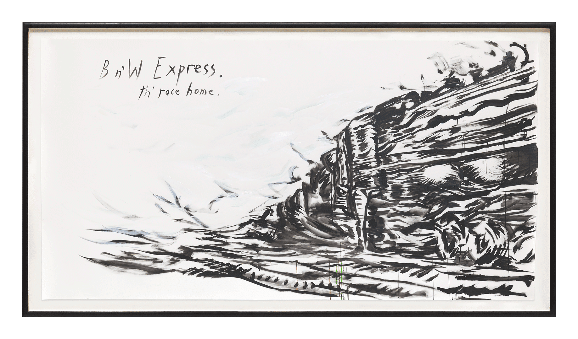 A work on paper by Raymond Pettibon, titled No Title (Bn'W Express. Th' ...), dated 2020.
