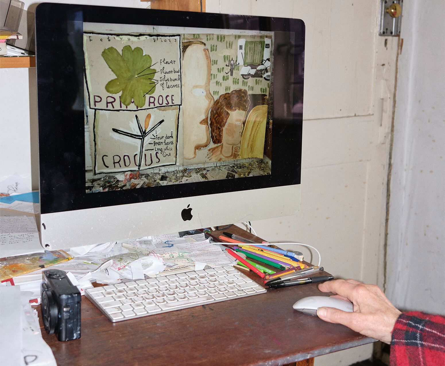 A Photo by Will Grundy of Rose Wylie’s studio.