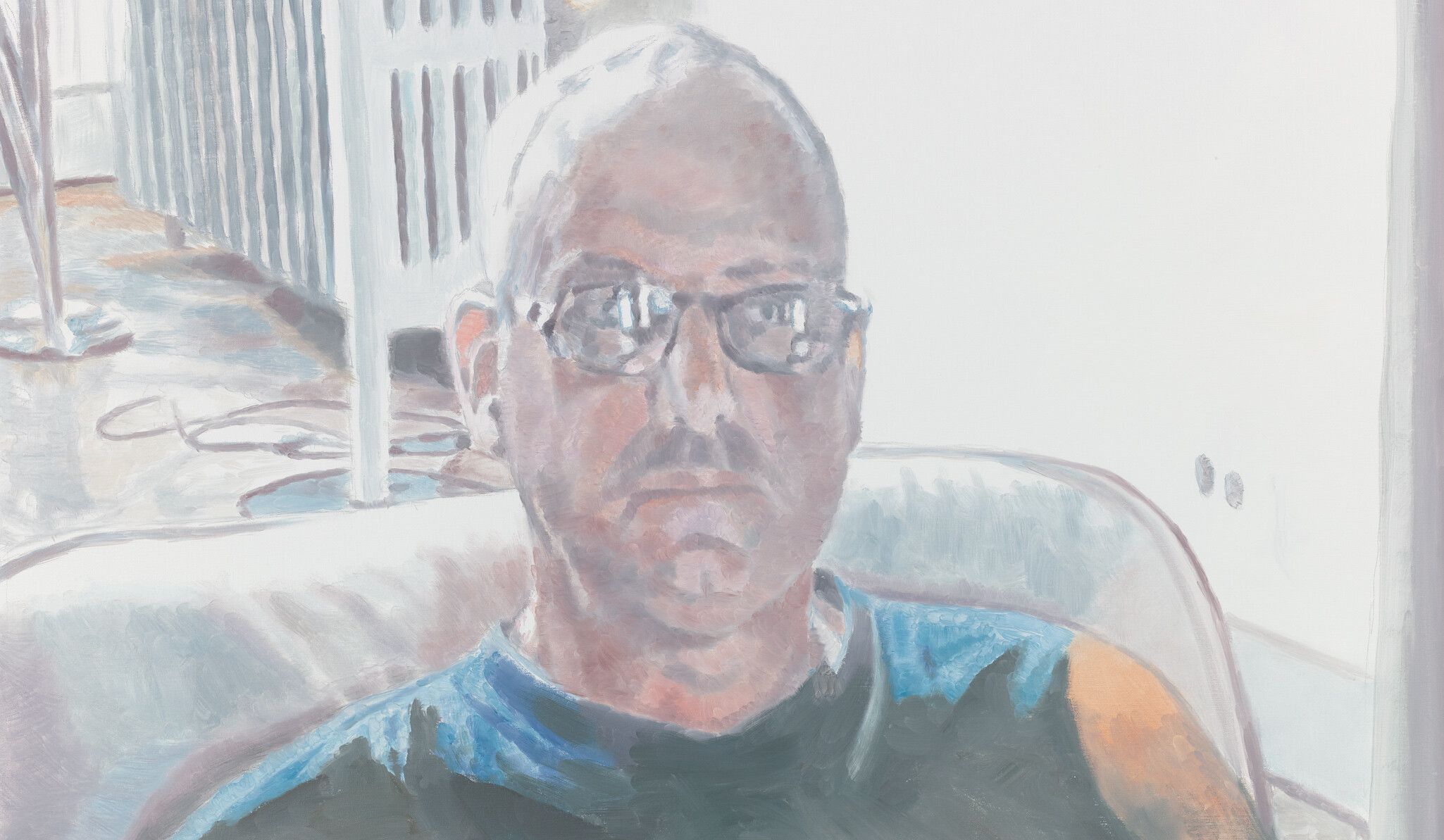 A detail of an archival self portrait image of the artist
