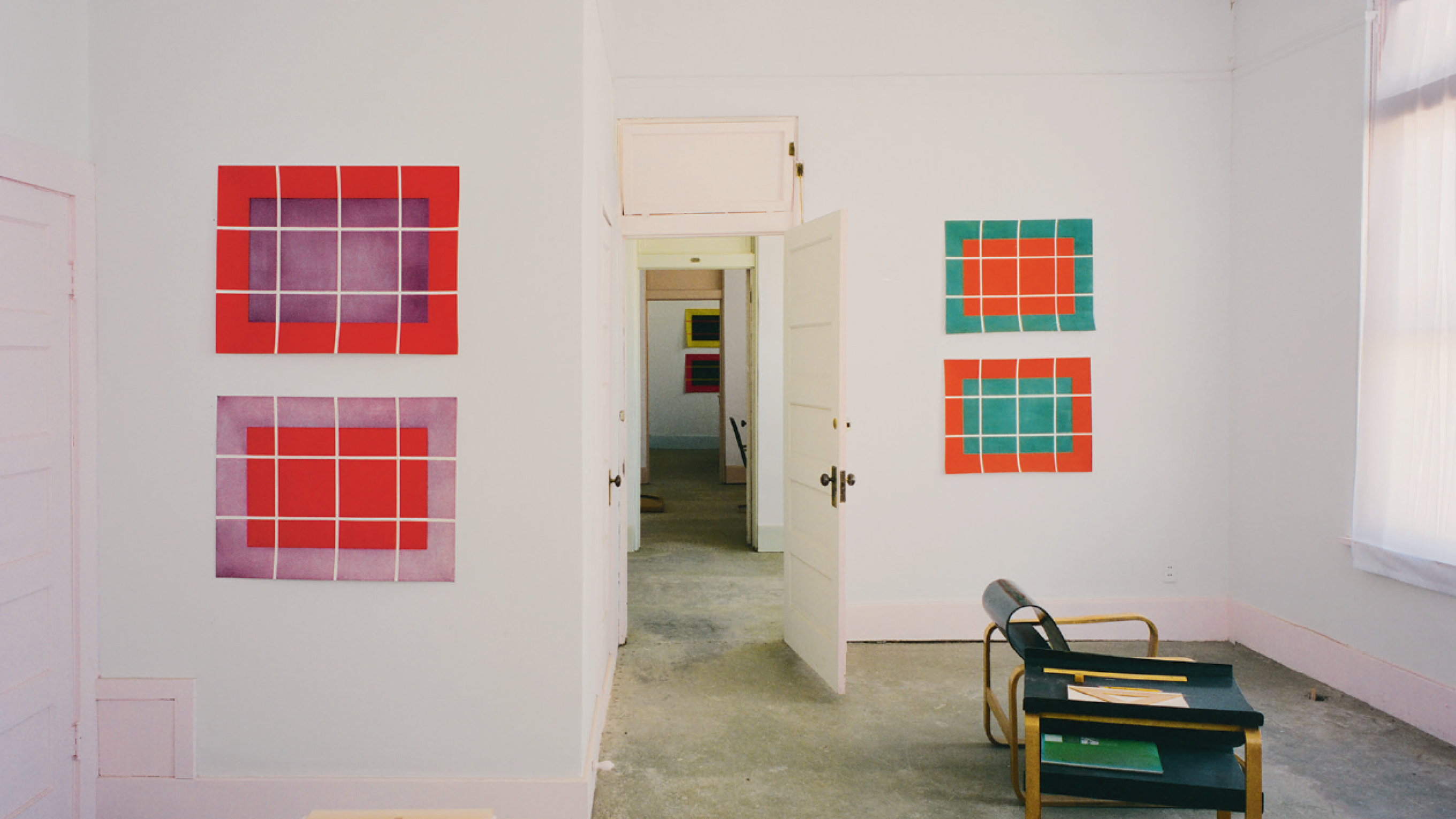 An interior view, of Donald Judd's Print Building in Marfa, Texas