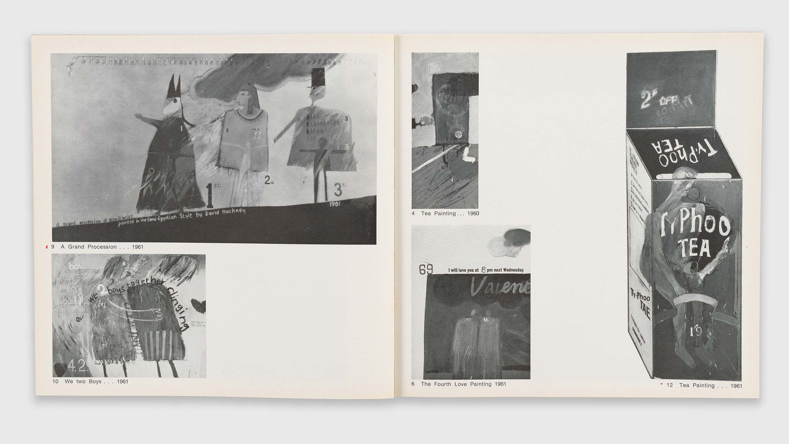 A spread from David Hockney, Kestner-Gesellschaft, Hannover, dated 1970