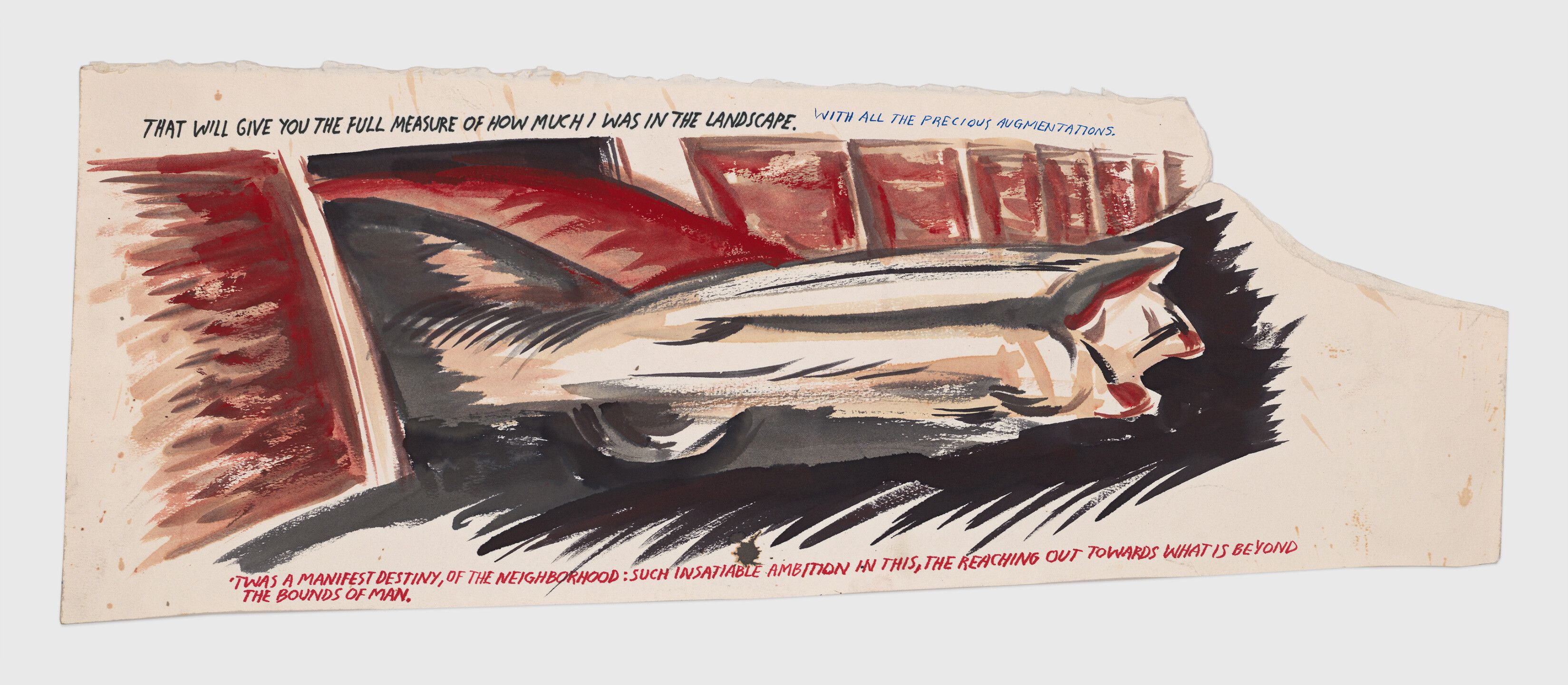 An ink drawing by Raymond Pettibon titled No Title (That will give...), dated 1996