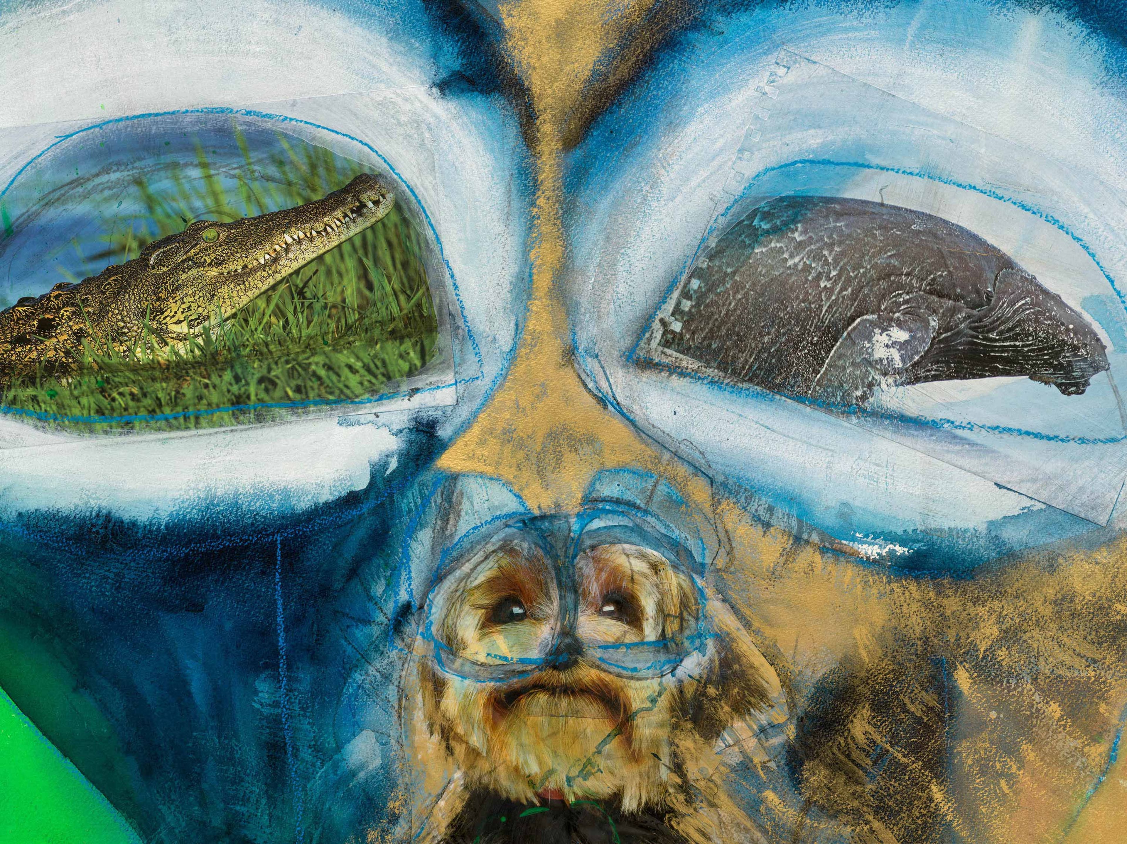 A detail from a work on paper by Huma Bhabha, called Untitled, dated 2023.