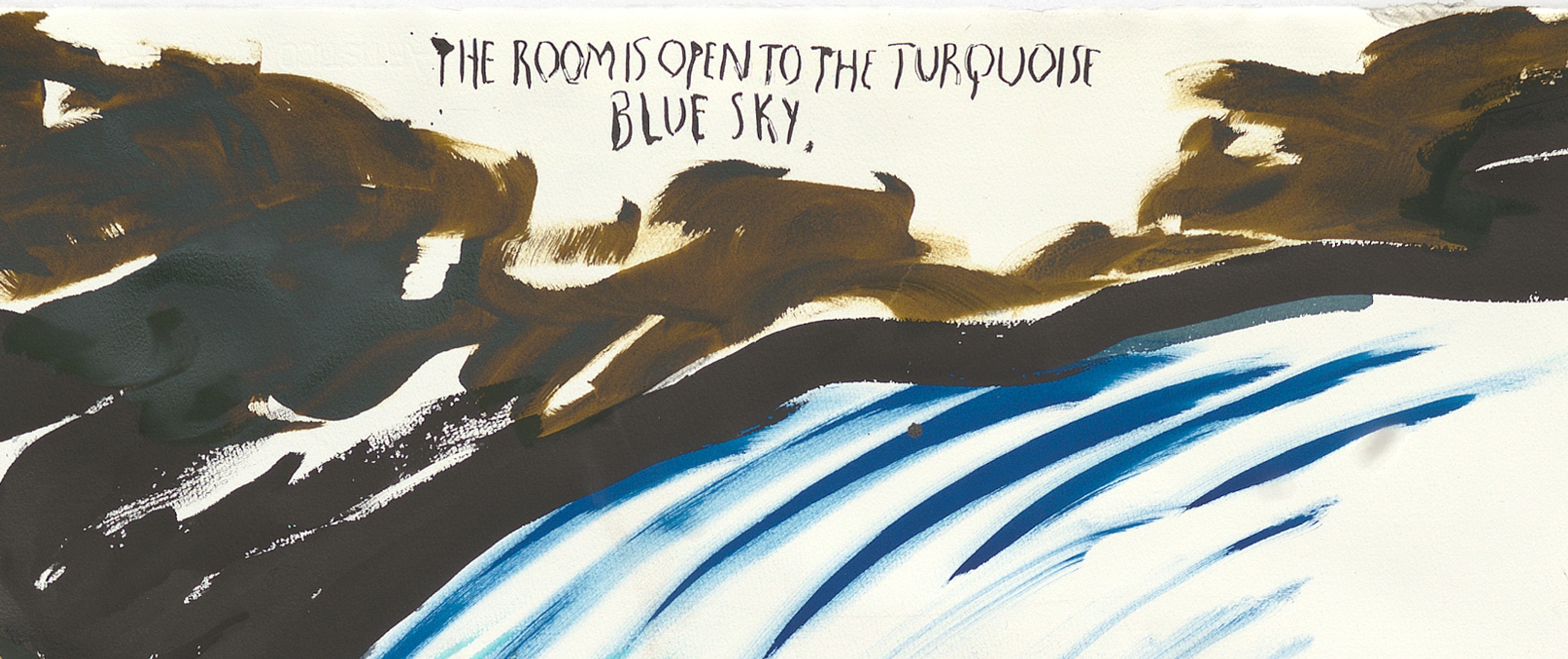 A detail of a painting by Raymond Pettibon, called No Title (The room is...), dated 2016