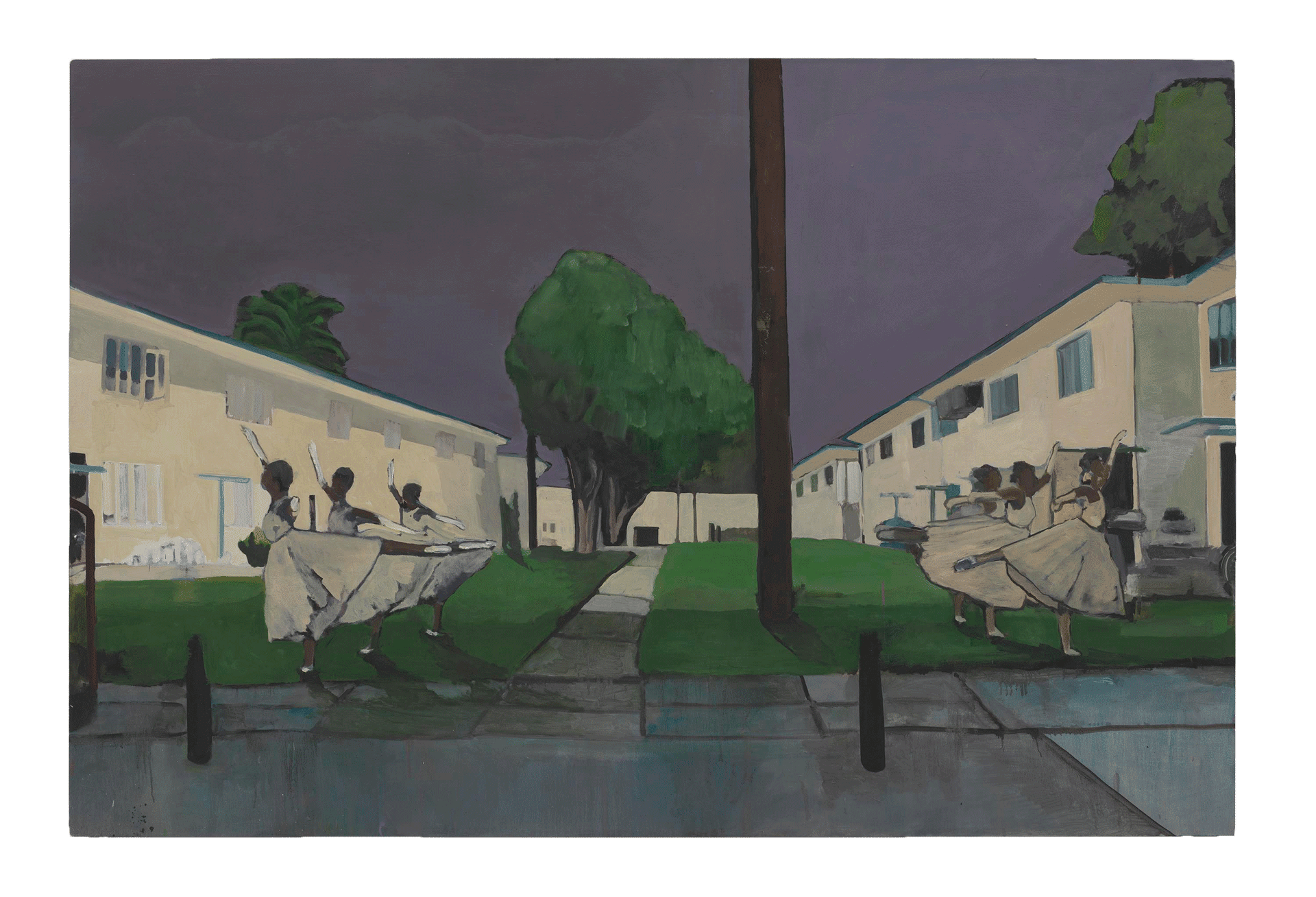 A painting by Noah Davis, titled Pueblo del Rio: Arabesque, dated 2014.