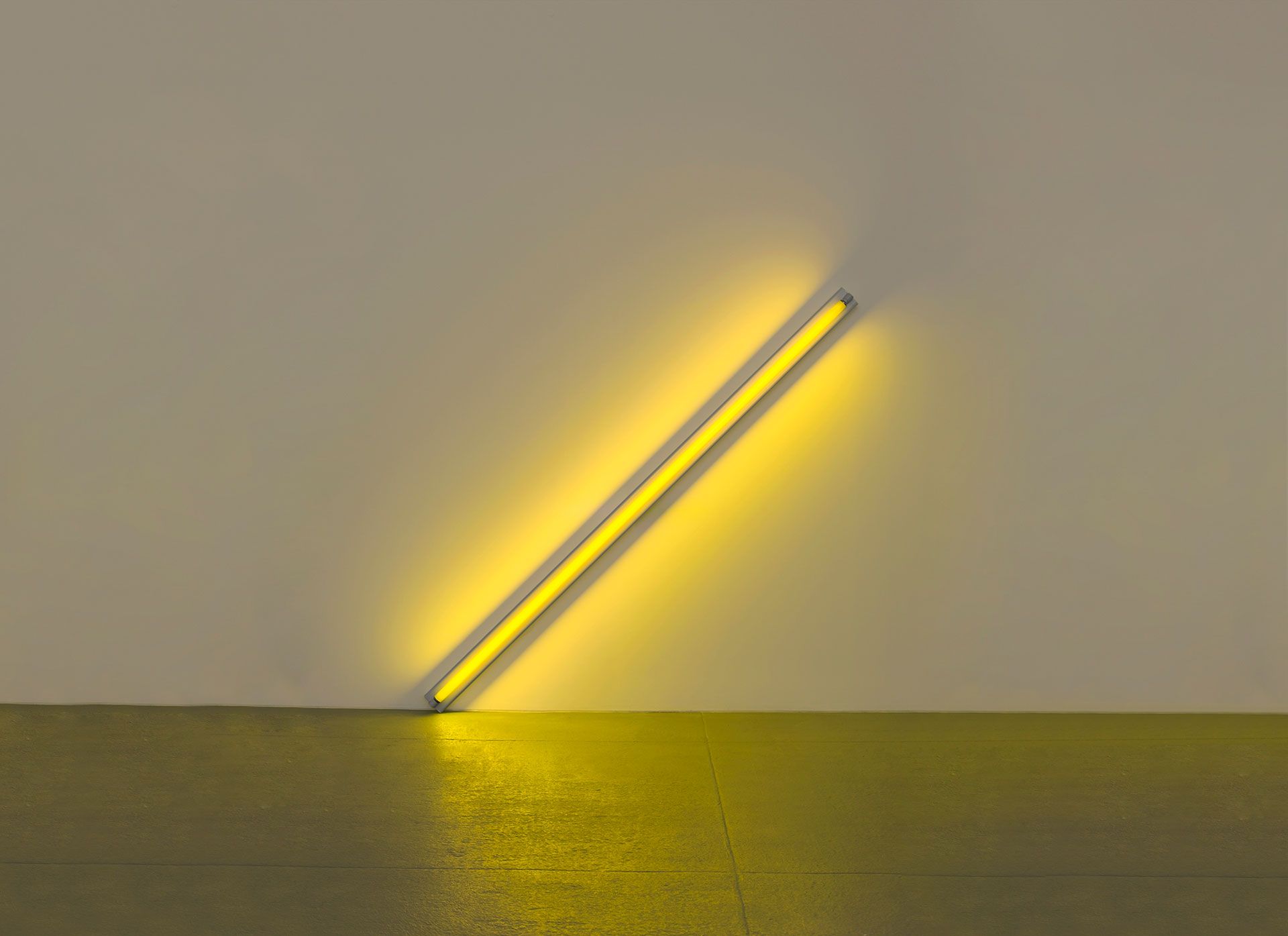 A sculpture by Dan Flavin, titled the diagonal of May 25, 1963 (to Constantin Brancusi), dated 1963.