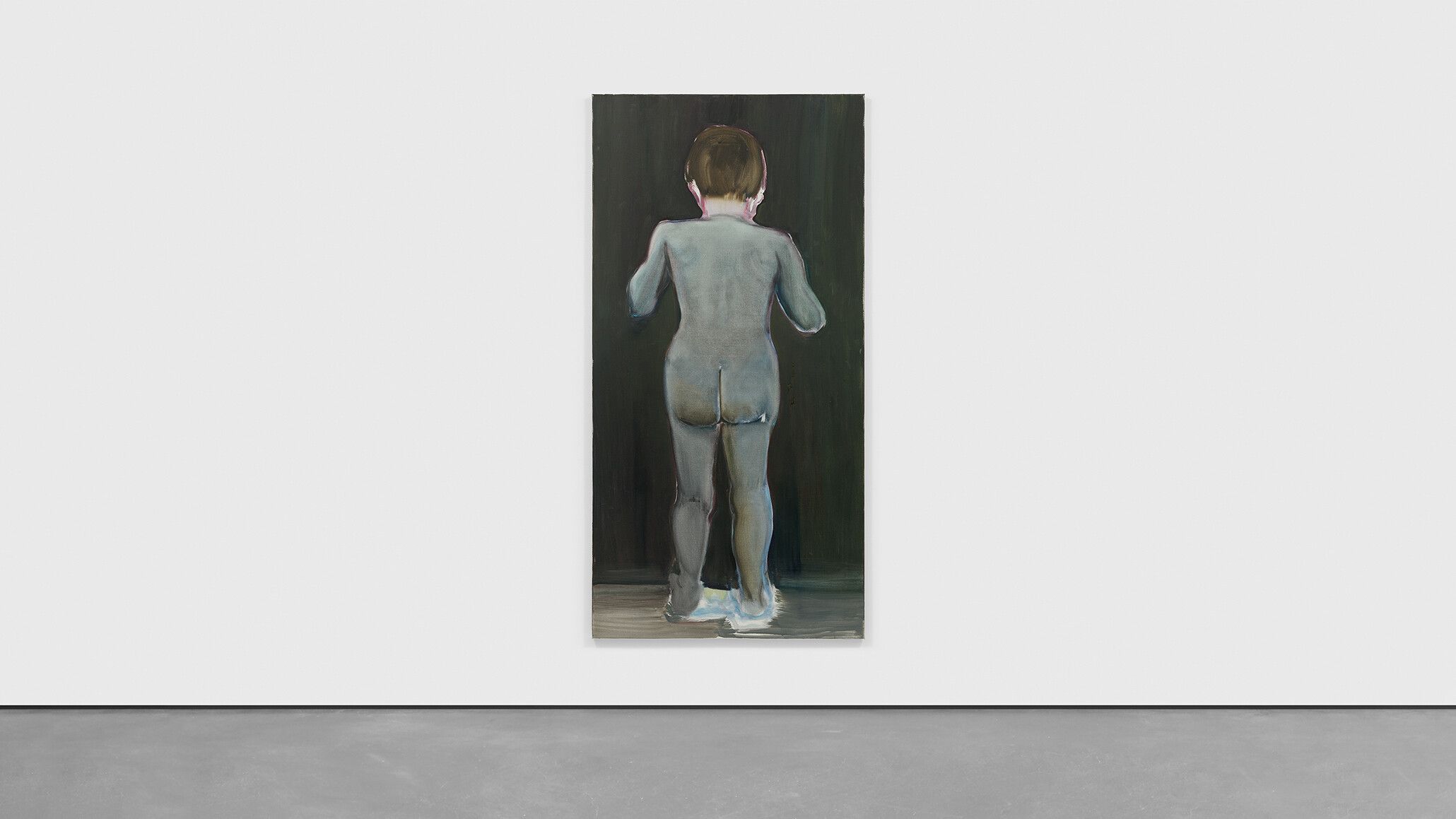 A installation view of a painting titled The Secret by Marlene Dumas.