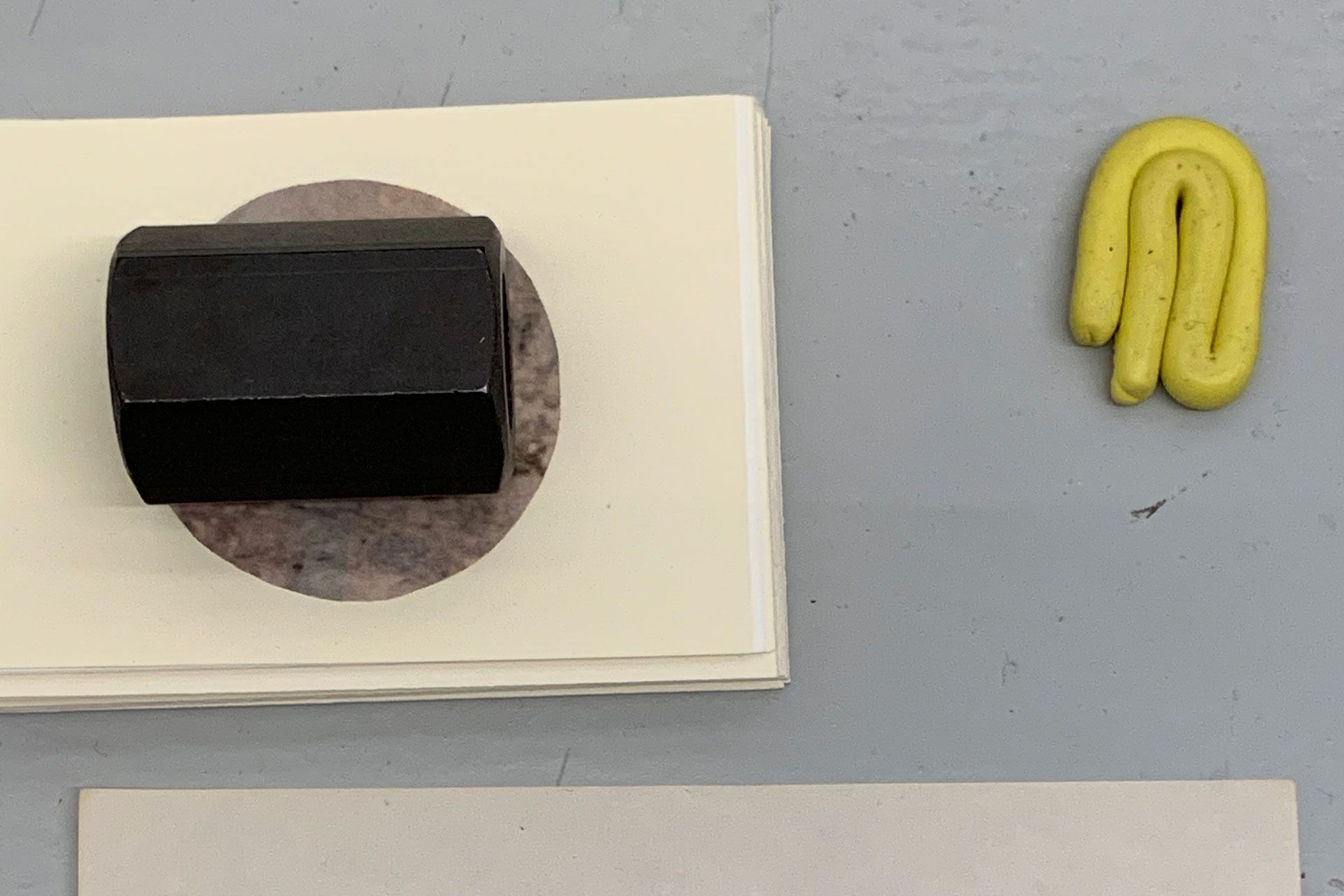 A color study in Carol Bove's studio.
