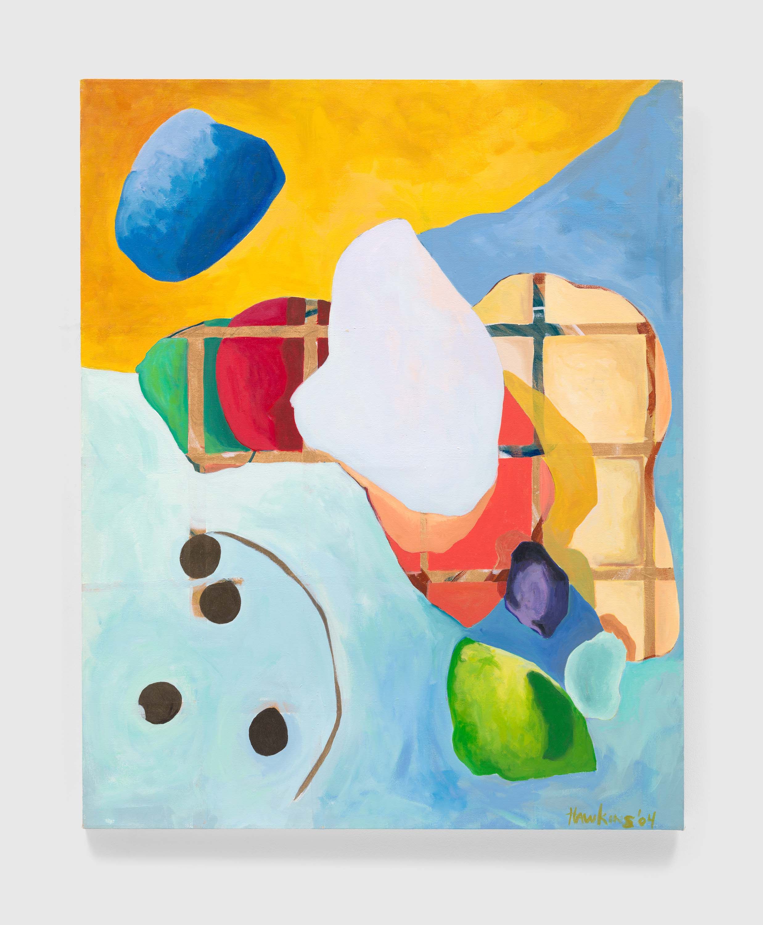 A painting by Cynthia Hawkins, titled Clusters: Eta and Acrux Don't Live in the Same Neighborhood, dated 2004.