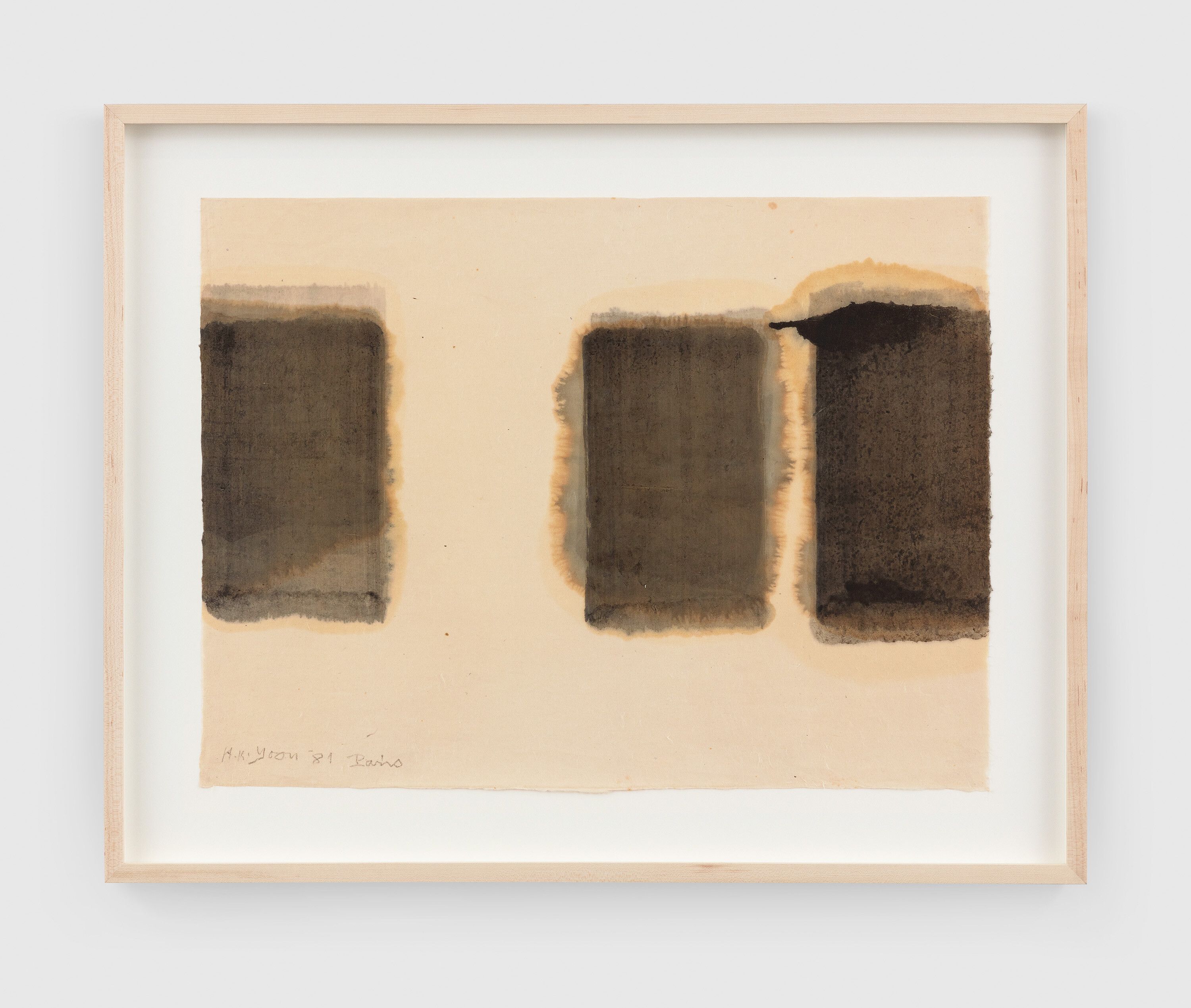 A work on paper by Yun Hyong-keun, titled Burnt Umber & Ultramarine, dated 1981.