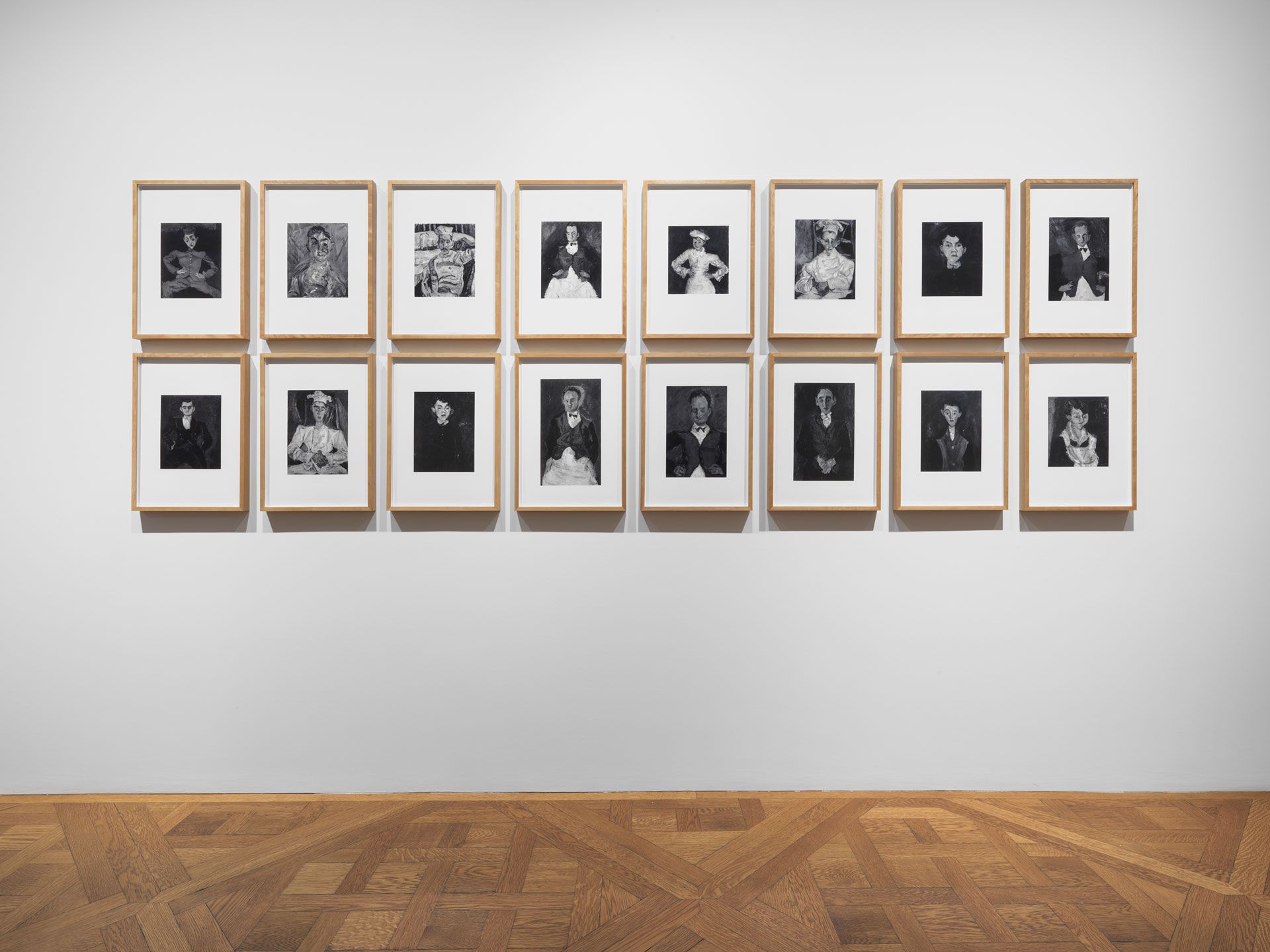 Sixteen prints by Sherrie Levine, titled After Chaim Soutine B+W (1-16), dated 2018.