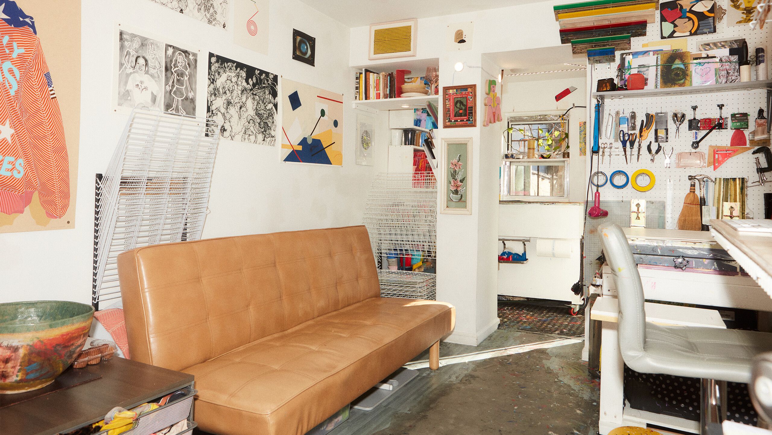 A photograph of the interior of Du-Good Press’s studio space by Rafael Rios, dated 2022.