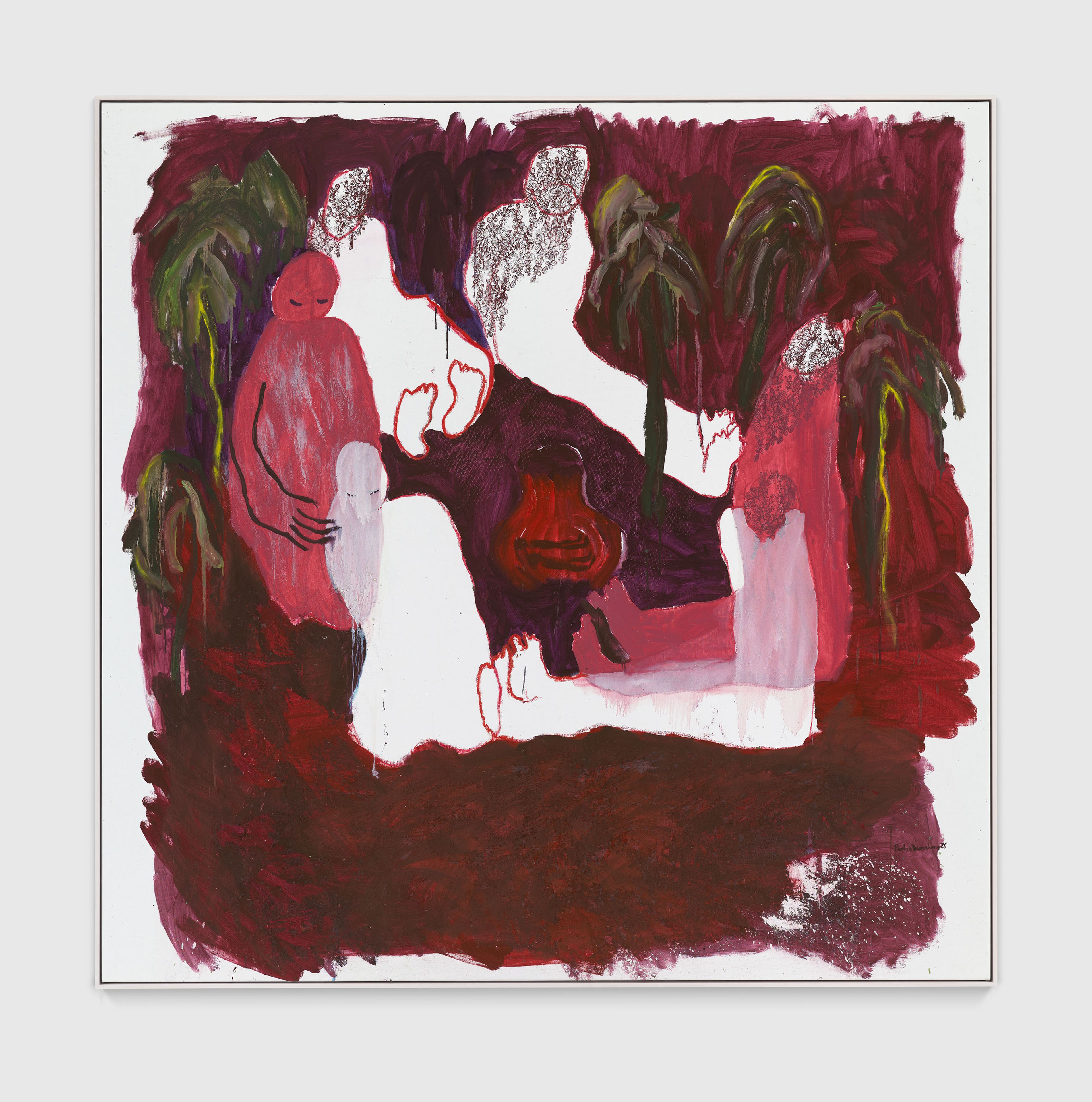 A painting by Portia Zvavahera, titled Kutsipikwa muhari, dated 2025.