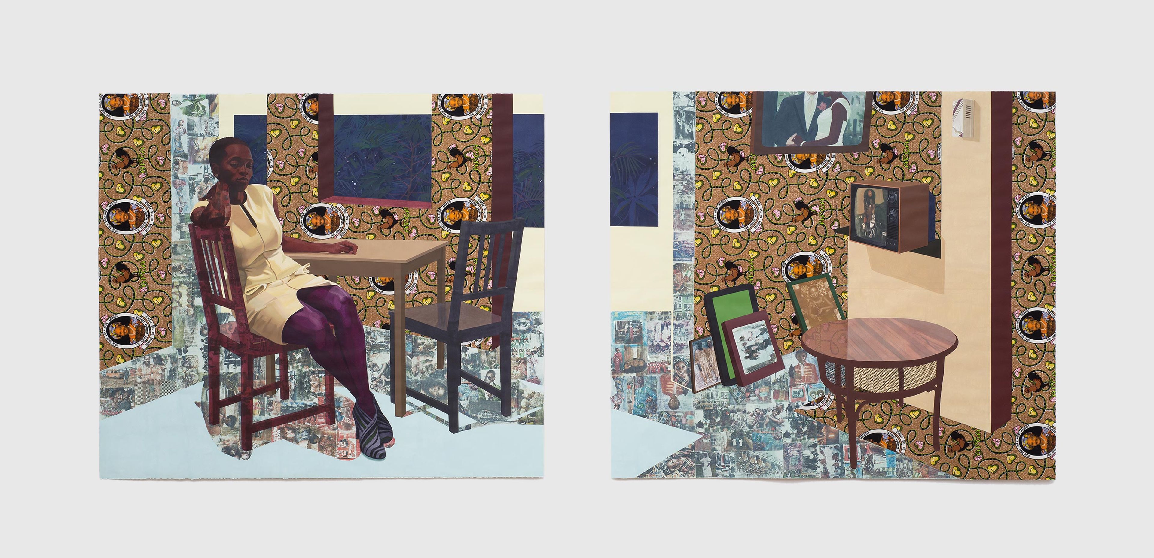 A painting by Njideka Akunyili Crosby, titled Portals, dated 2016.