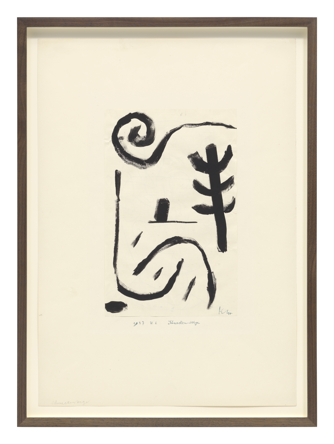 A work on paper by Paul Klee, titled Schnecken-Wege (Snail paths), dated 1937.