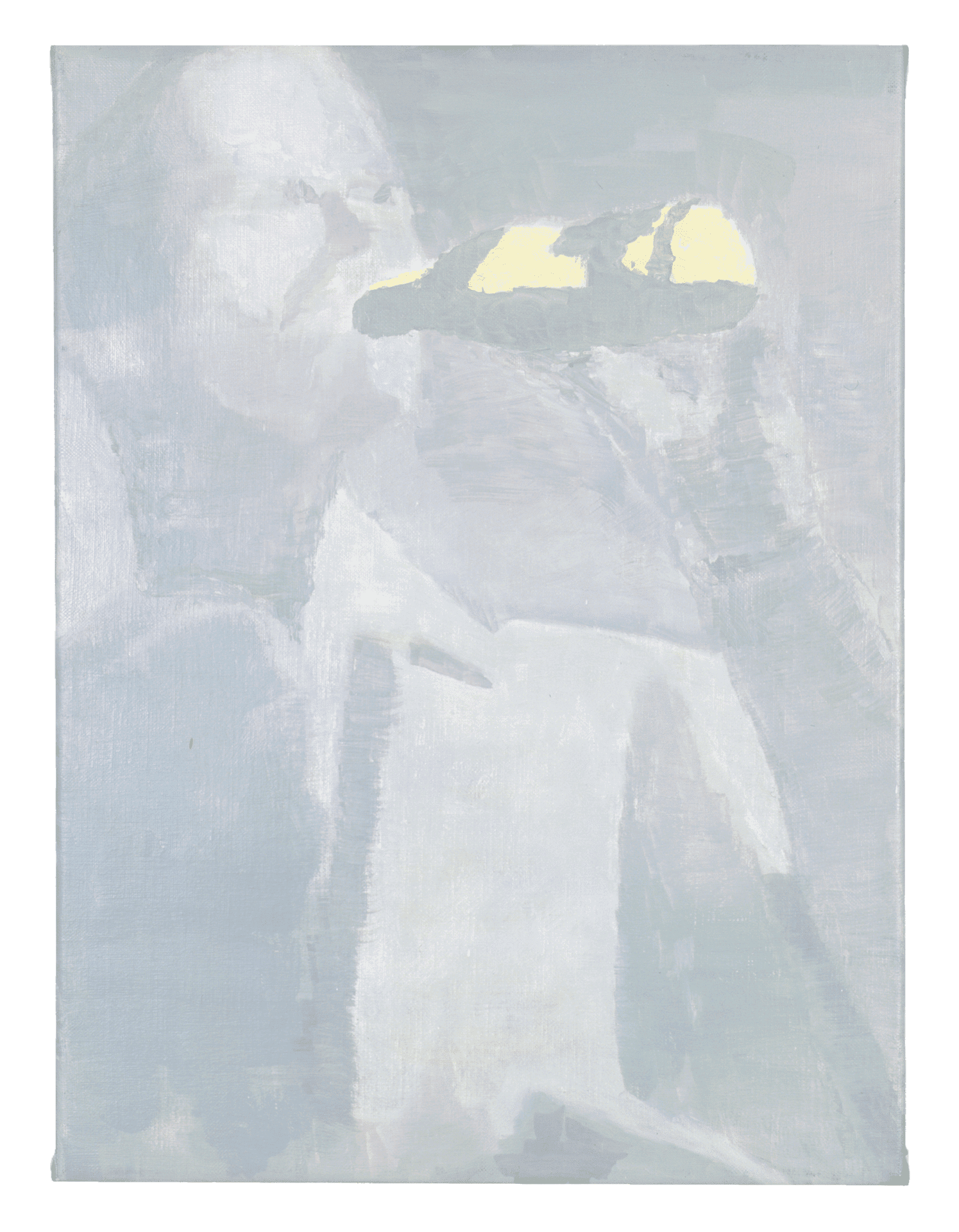 A painting by Luc Tuymans, titled Man Drinking, dated 1998.