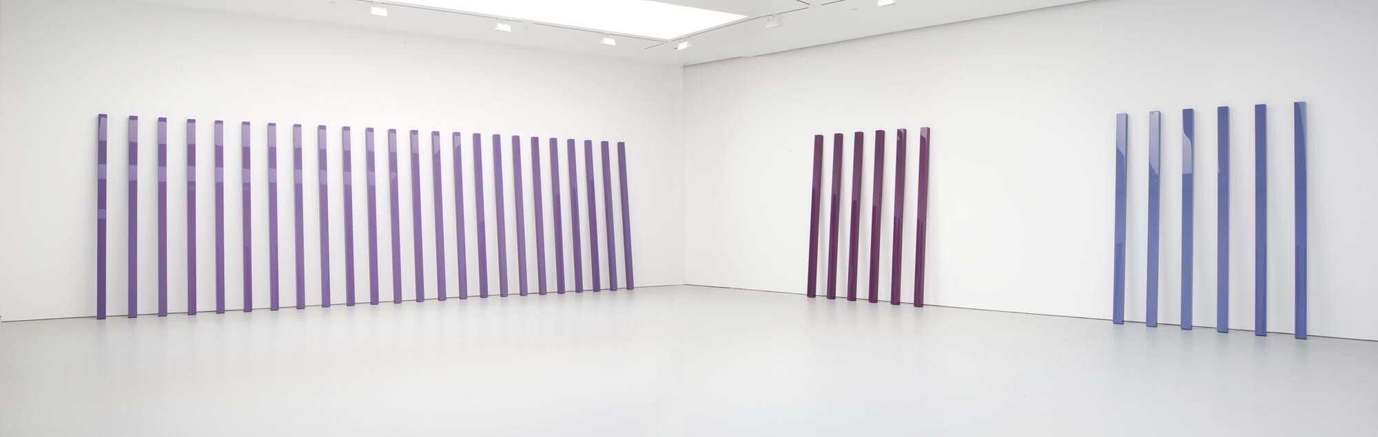 Installation view of the exhibition John McCracken, at David Zwirner in New York, dated 2008. 