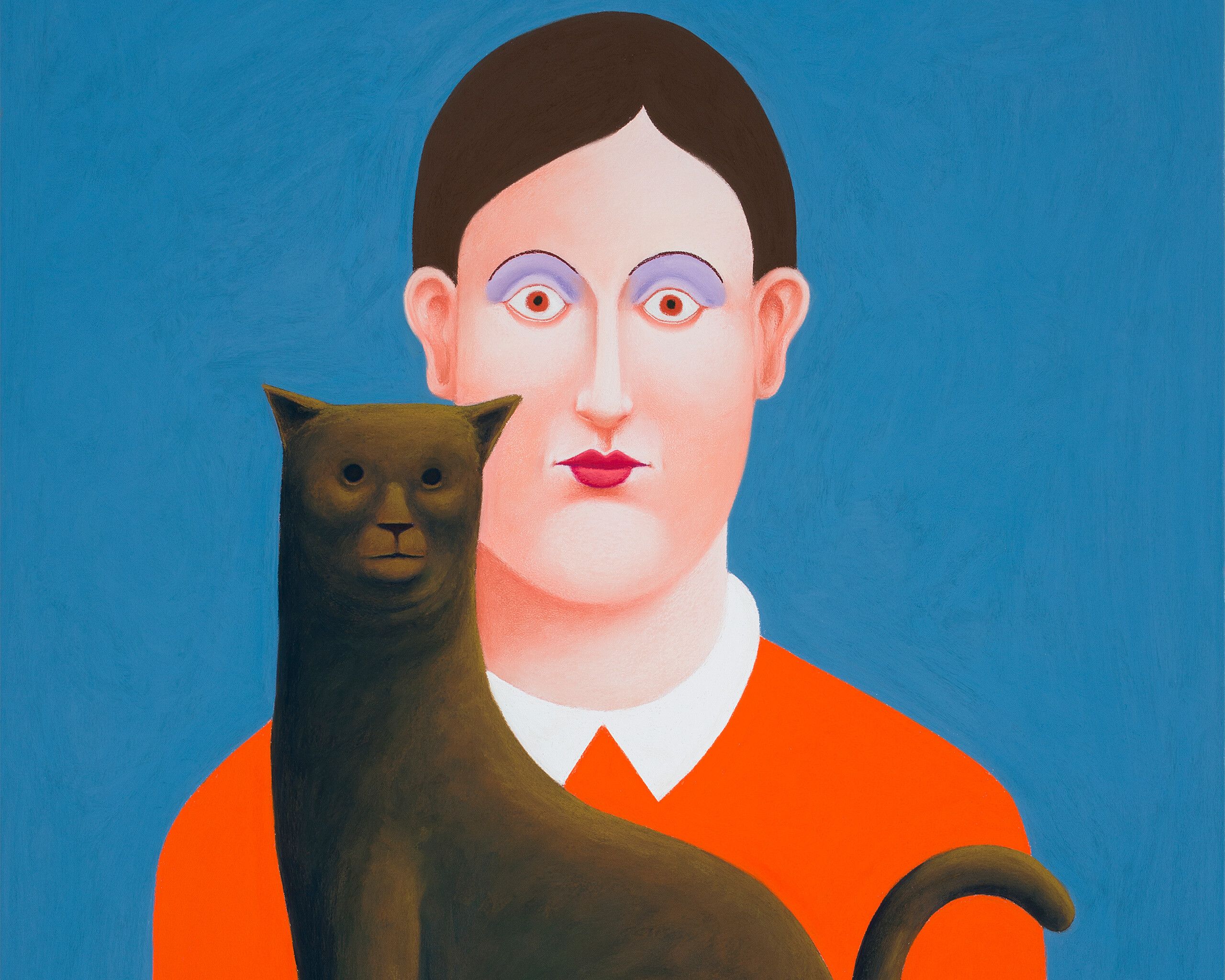 A detail of a work by Nicolas Party titled Portrait with Cat, dated 2016
