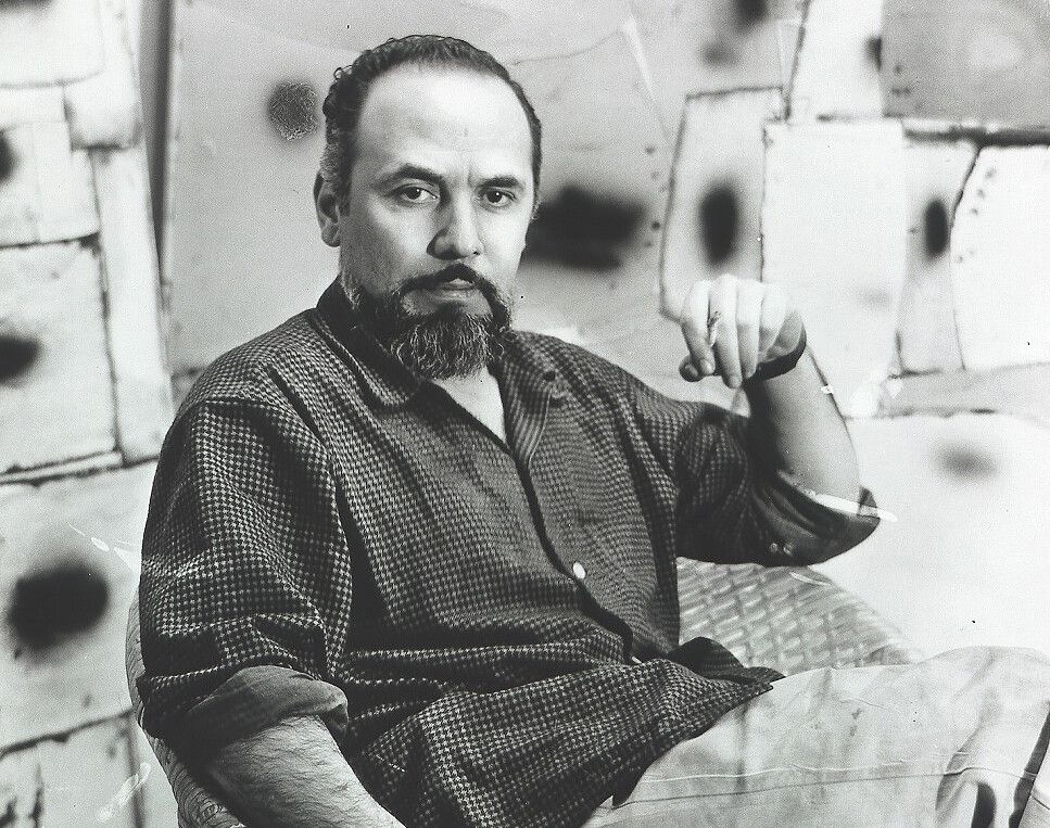 A detail from a photo of the artist Conrad Marca-Relli in 1960.