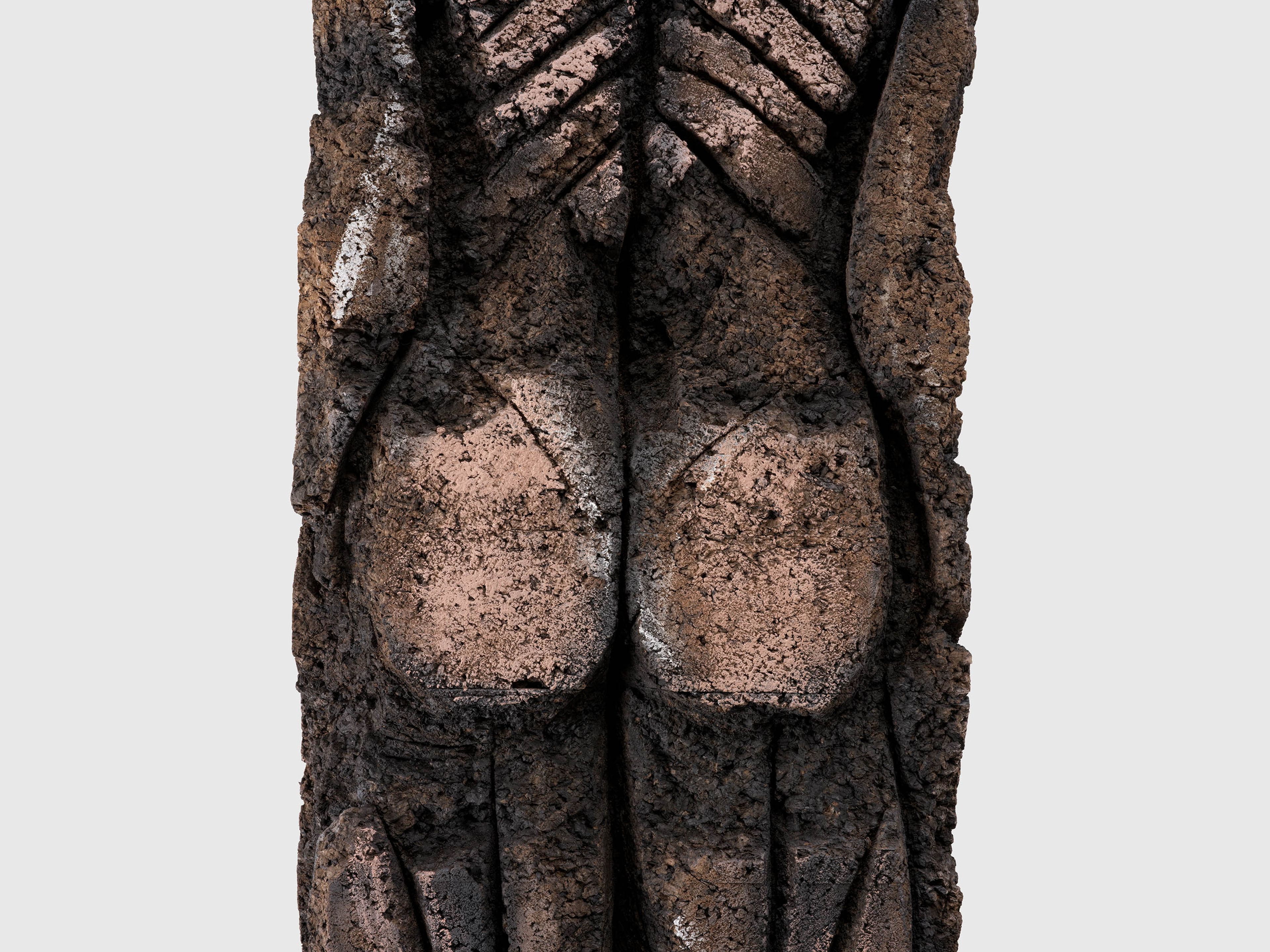A detail from a sculpture by Huma Bhabha, titled Vincent, dated 2025.