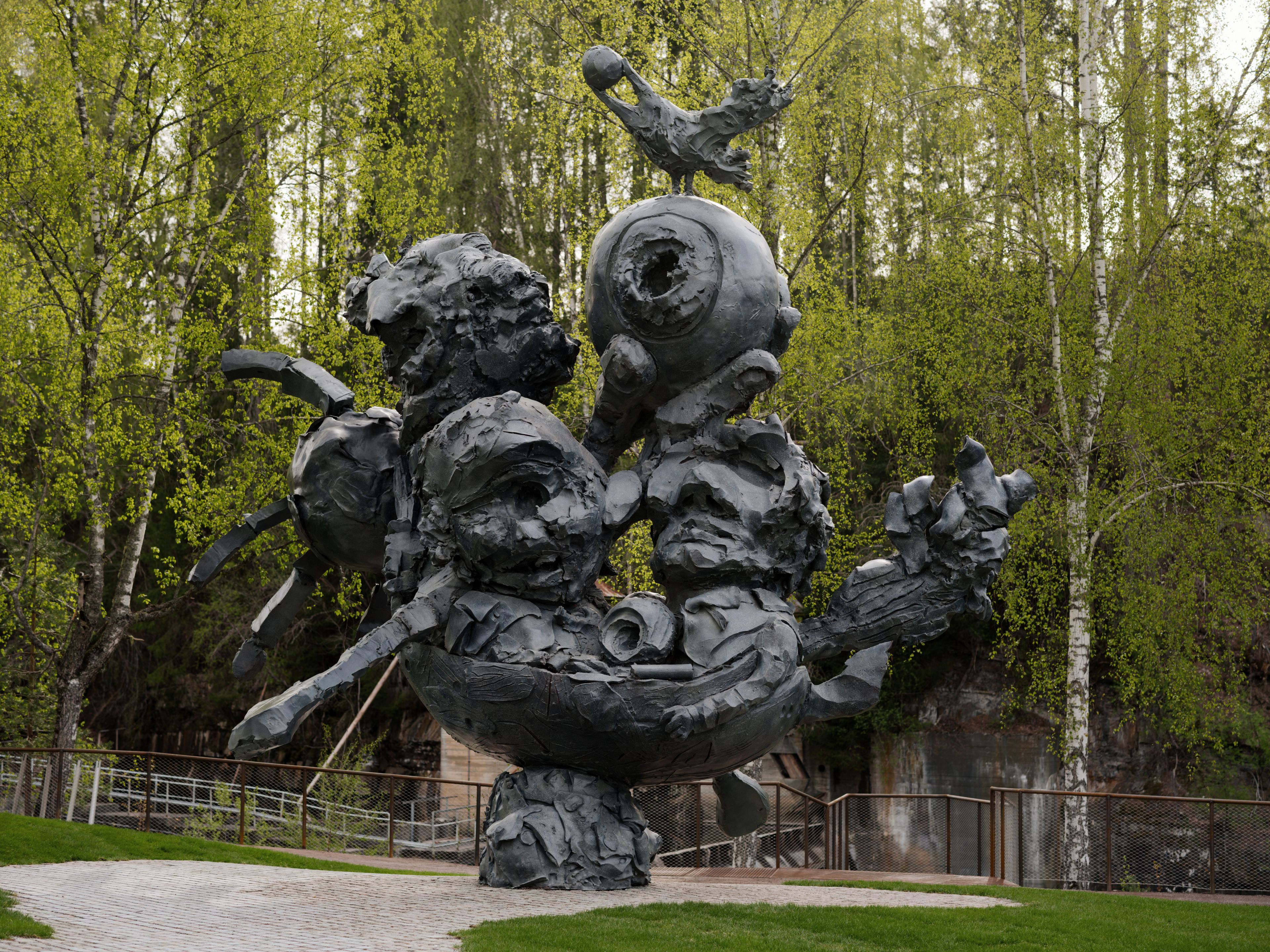 Installation view of a sculpture by Dana Schutz titled Blind Boat at the Kistefos Museum in Norway, dated 2026.