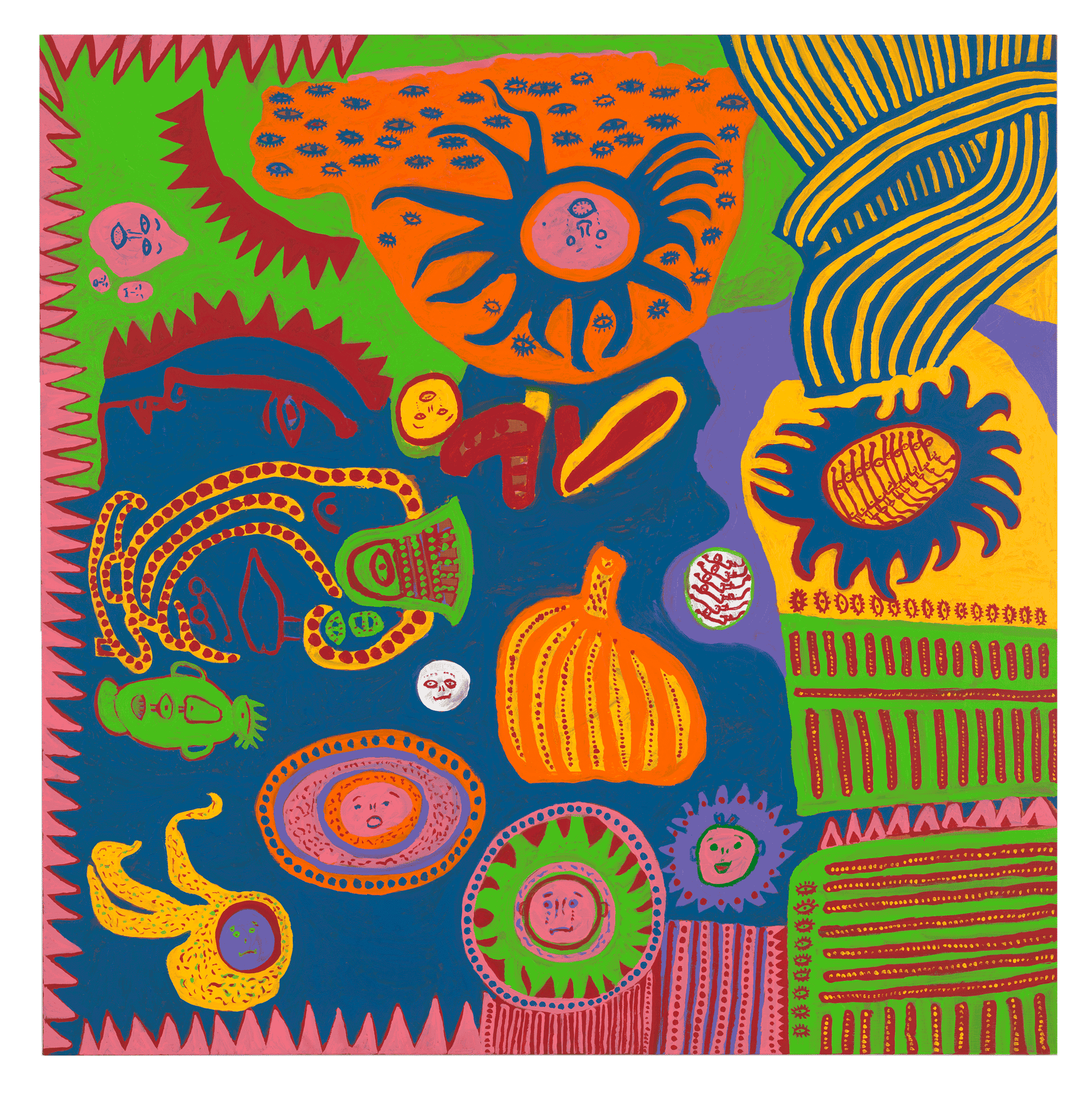 A painting by Yayoi Kusama, titled WHERE THE YOUTH IS, dated 2013. 