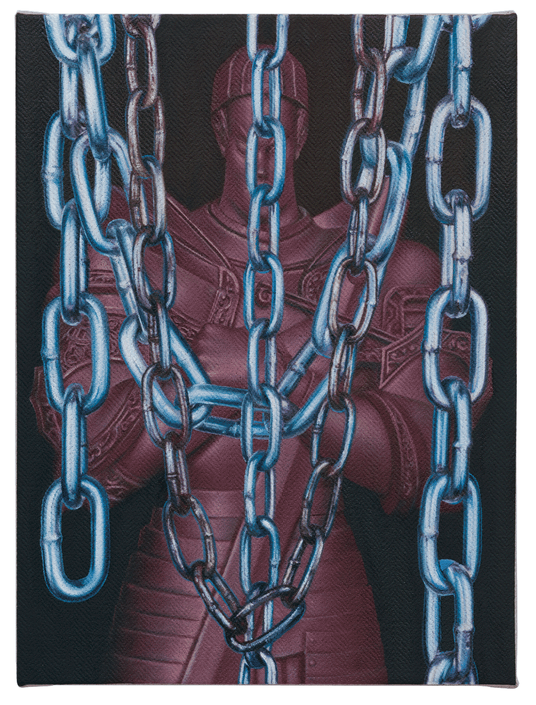 A painting by Parker Ito titled Me in the Studio w/ Red Hat Render (chains 1), dated 2020.