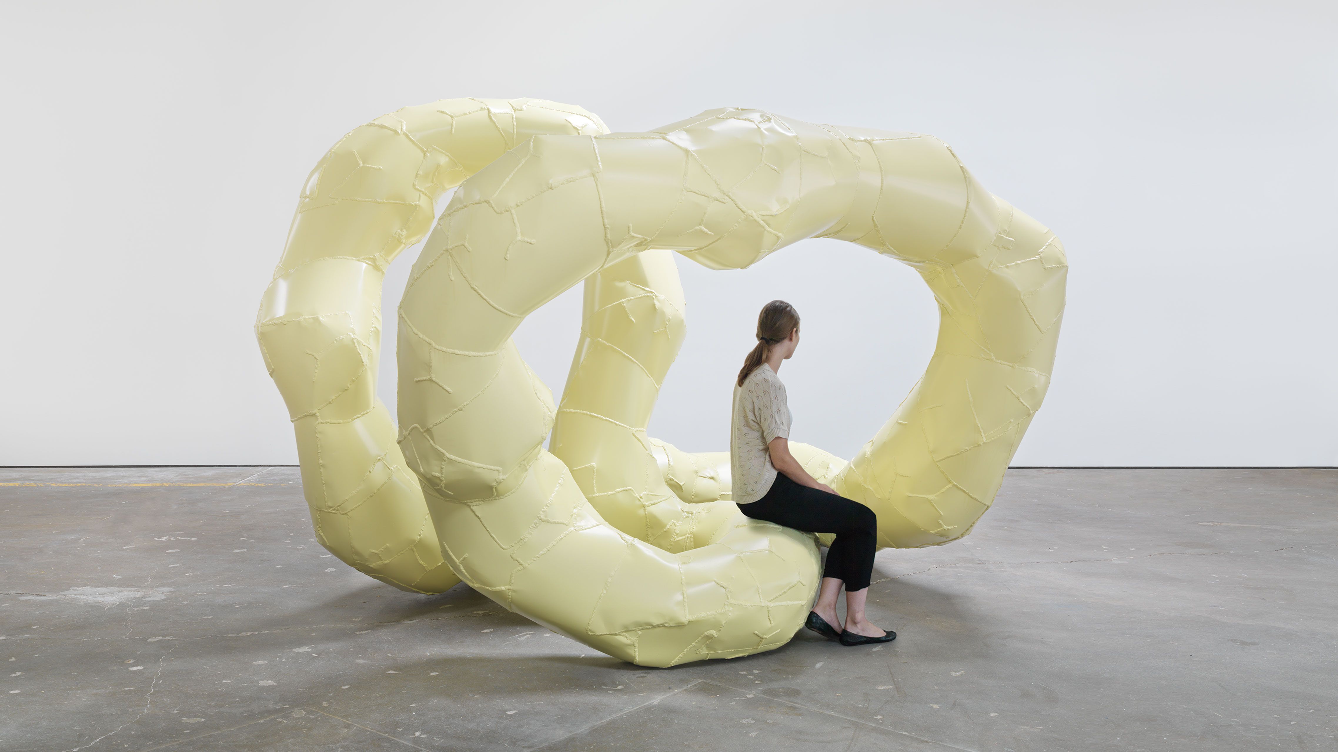 A lacquered aluminum sculpture by Franz West, titled Laube 2 (Arbor 2), dated 2003.