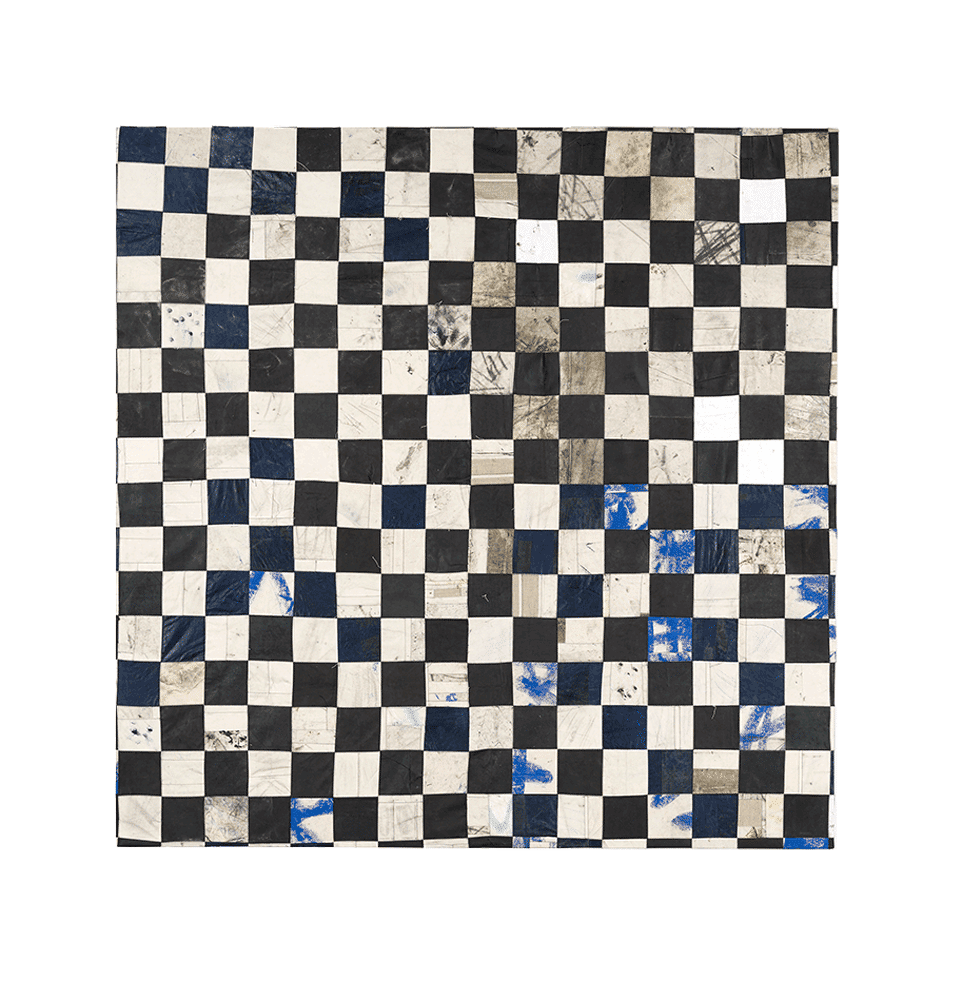 A painting by Oscar Murillo, titled material alignment #18, dated 2013 to 2015.