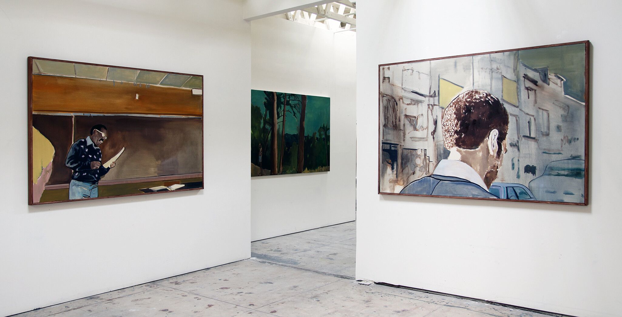 An installation of paintings by Noah Davis at The Underground Museum.