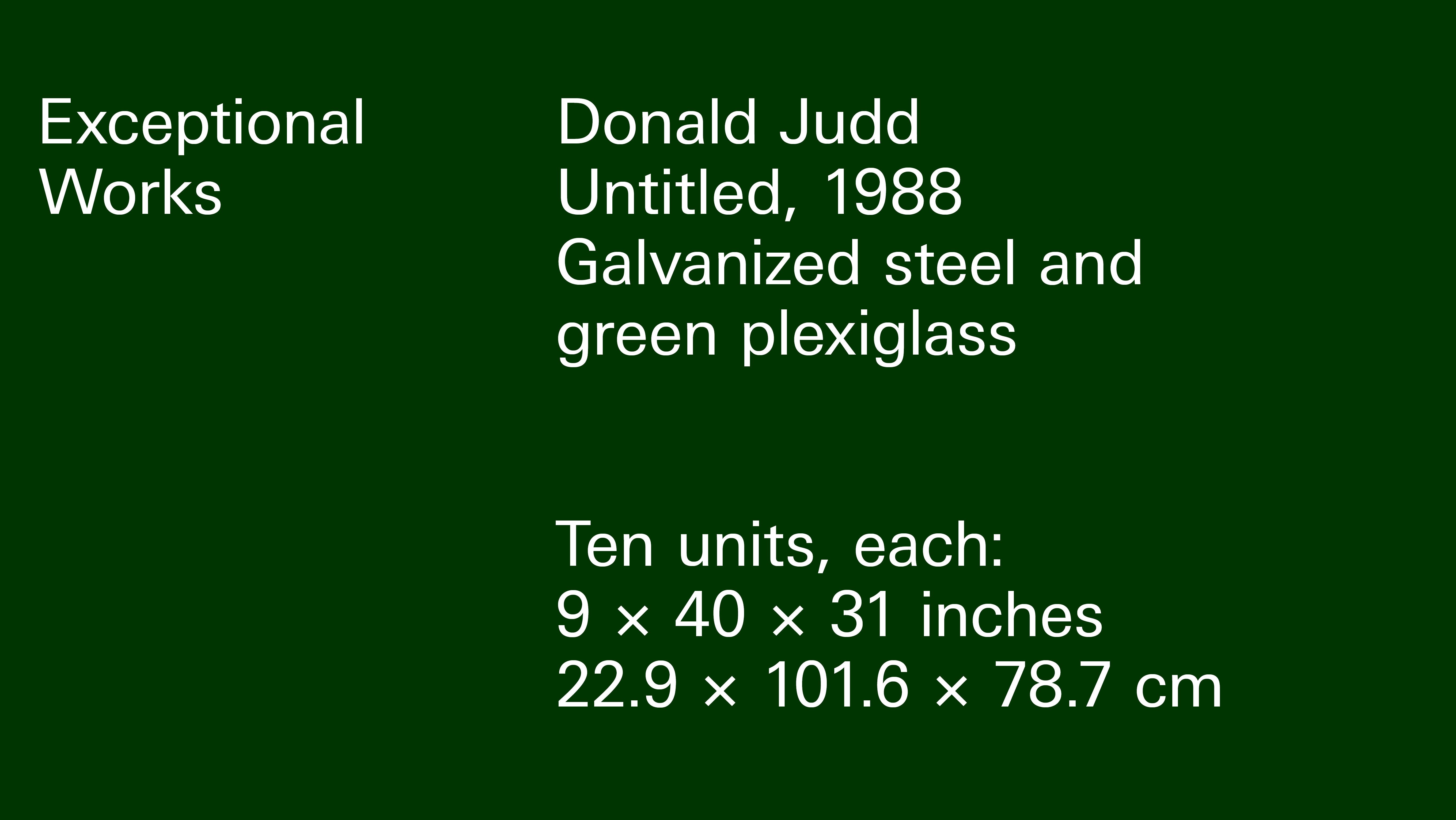 Title card for Exceptional Works Donald Judd.