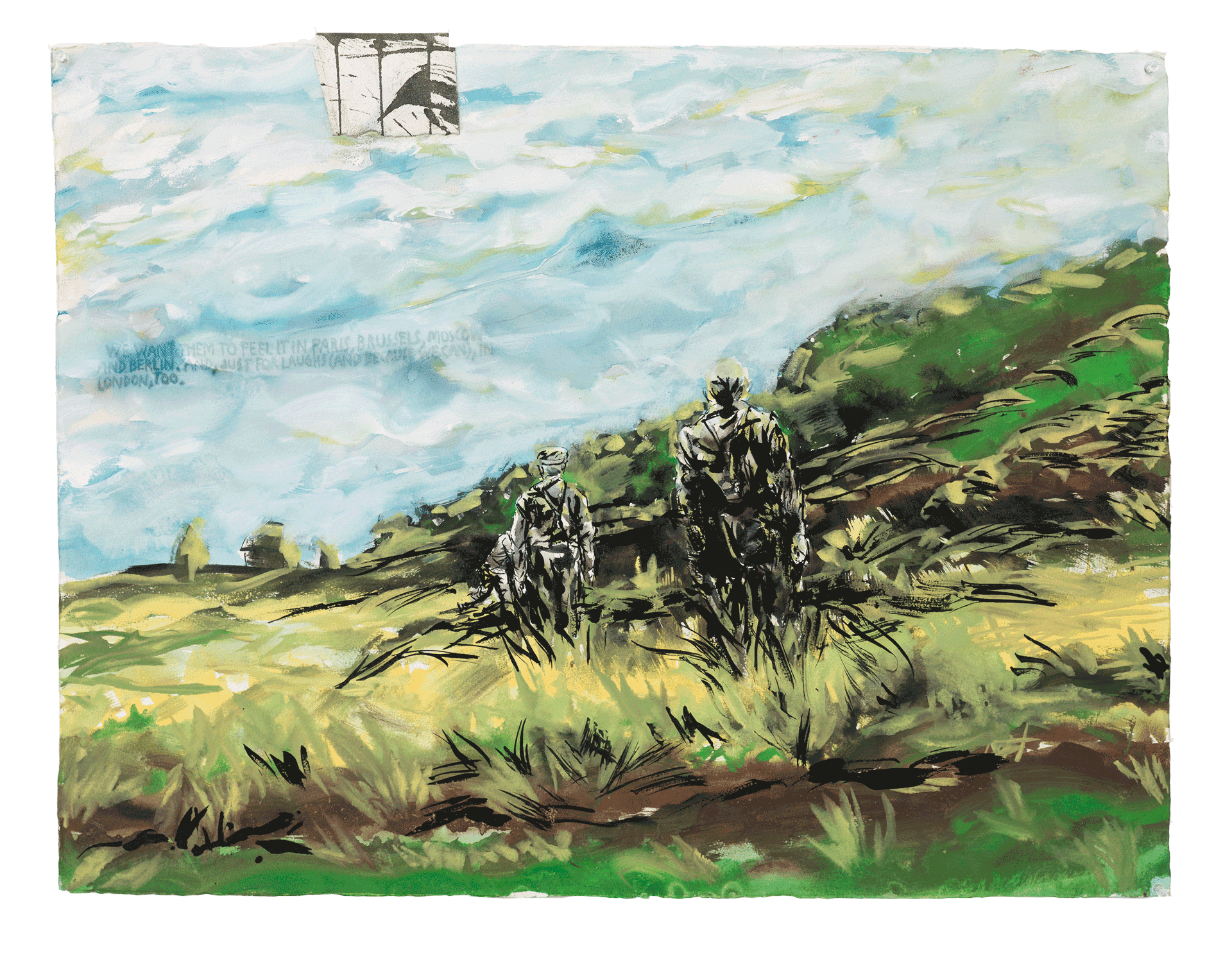 A mixed media work on paper by Raymond Pettibon, titled No Title (We want them), dated 2007.