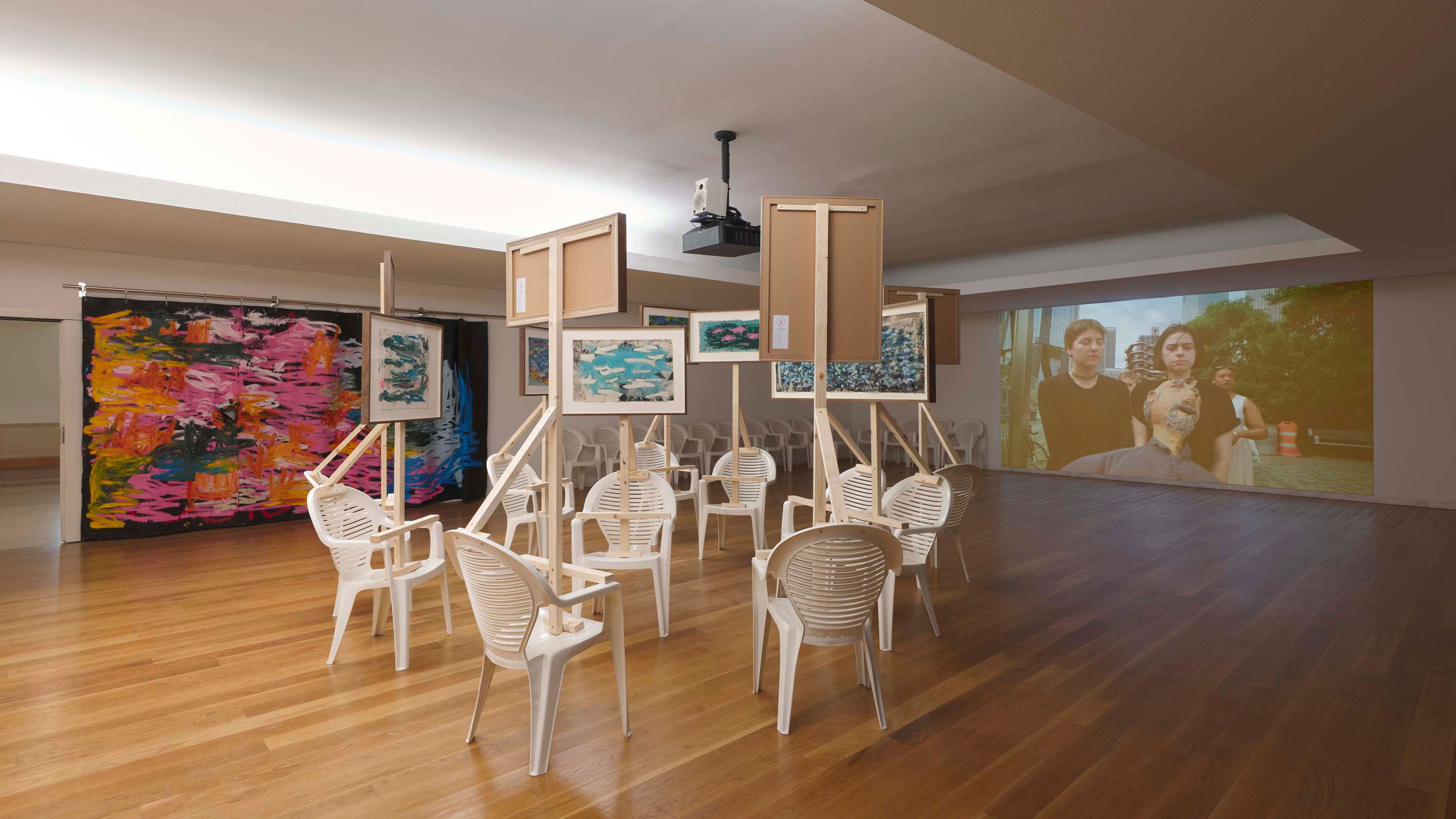 Installation view, Oscar Murillo, Together in Our Spirits, Fundação Serralves, 2023. Photo by Tim Bowditch