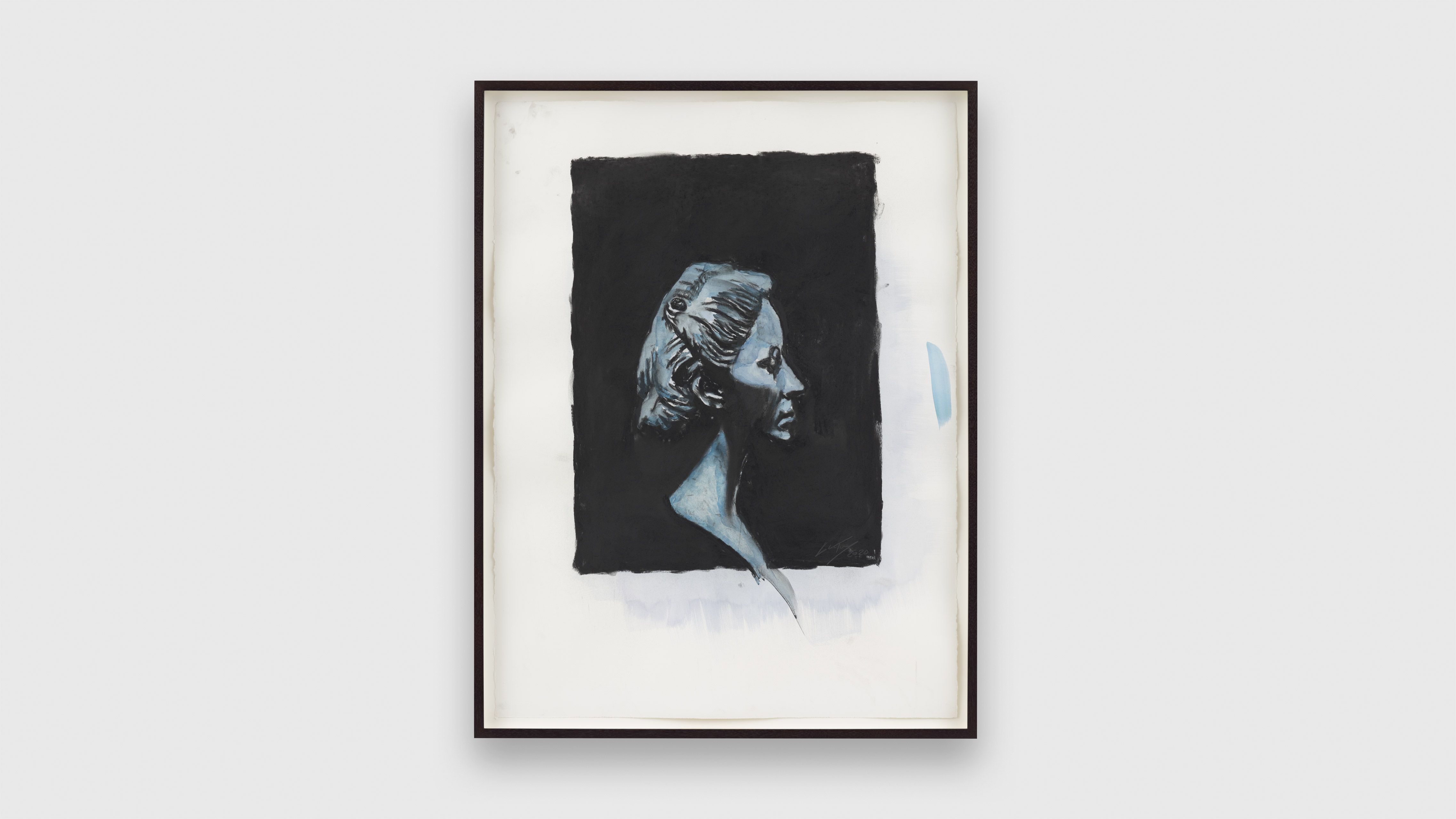 A charcoal and watercolour drawing on paper by Luc Tuymans, titled Breker, dated 2020.