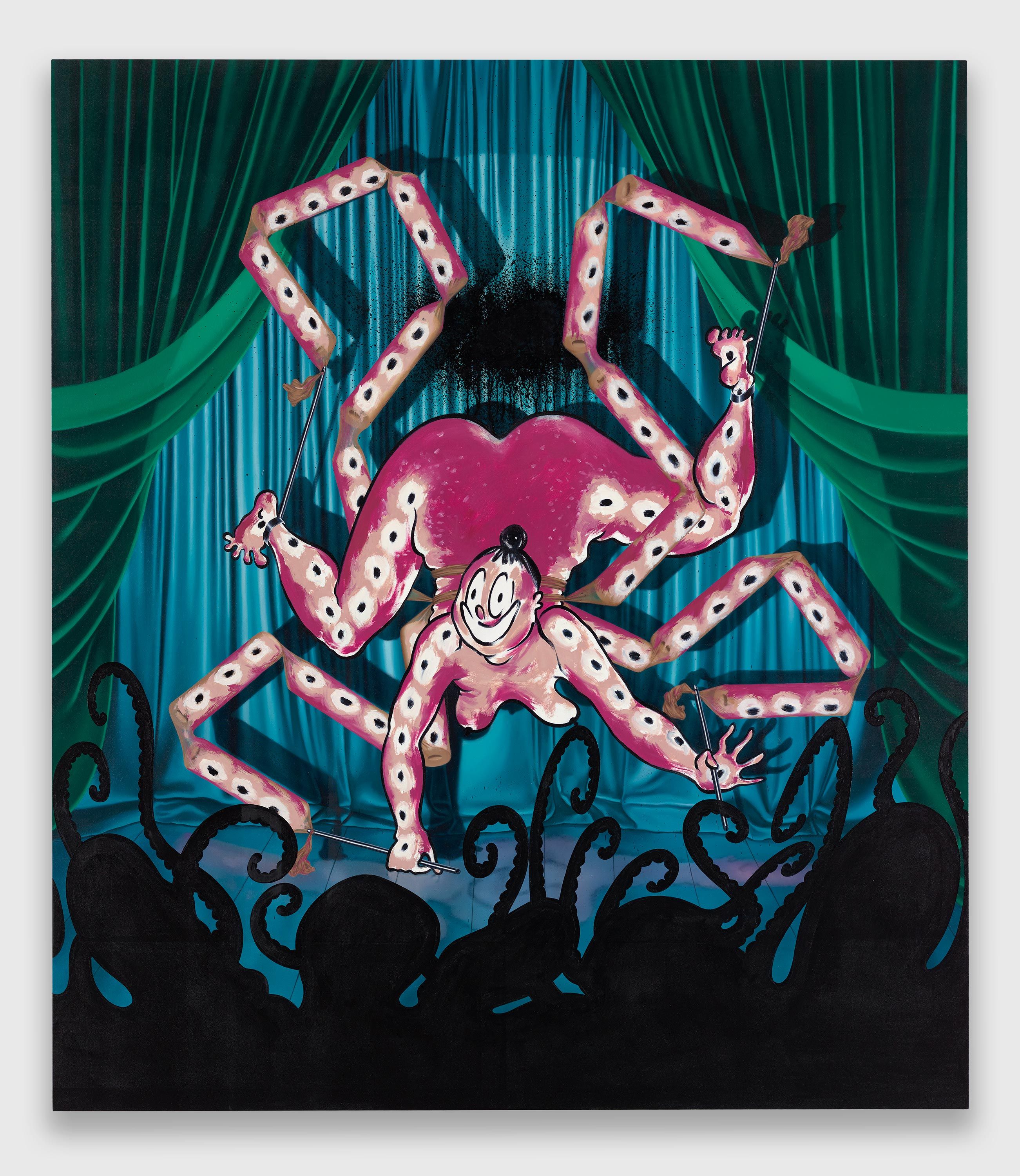 A painting by Ebecho Muslimova, titled Fatebe Octopus, dated 2021.
