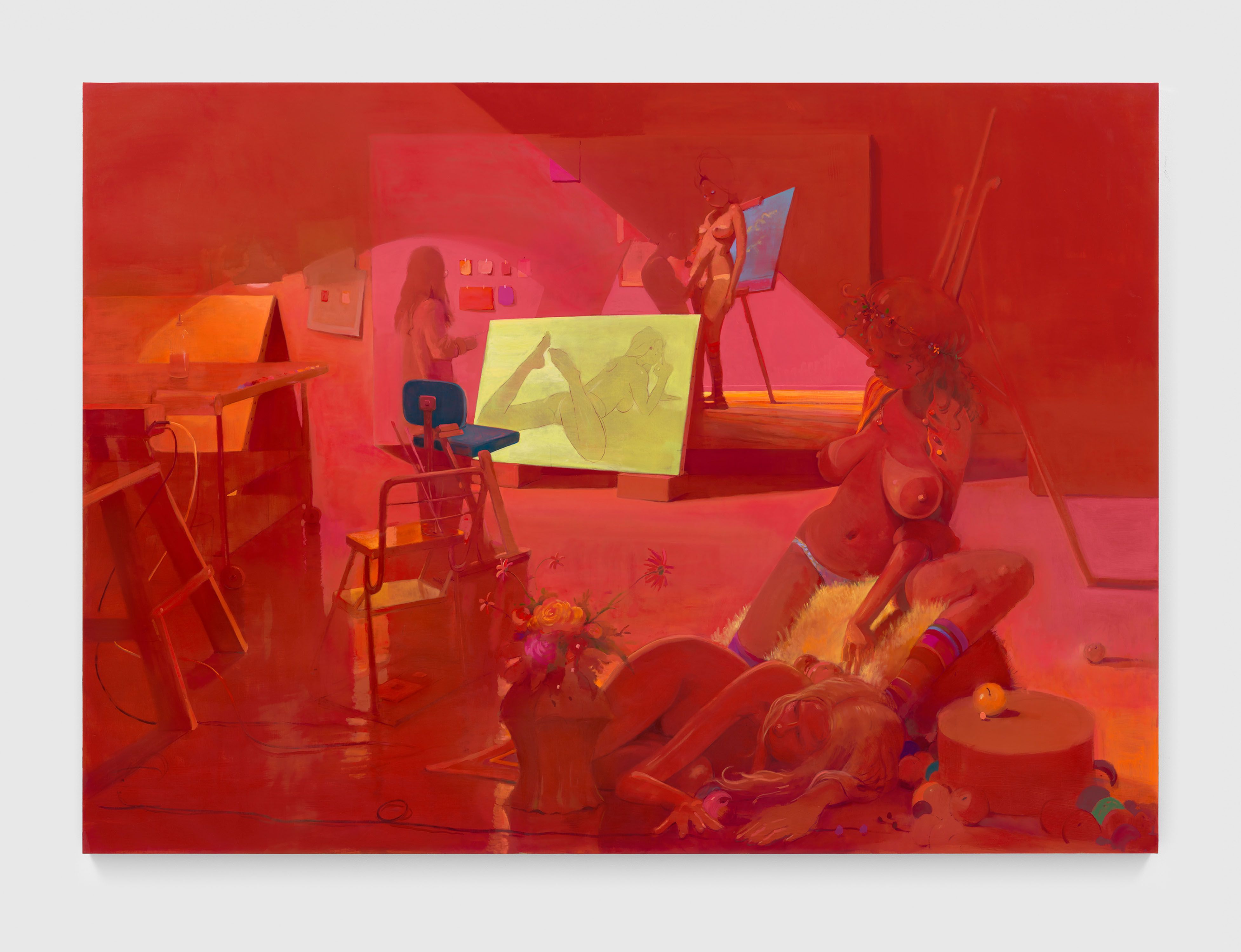 A painting by Lisa Yuskavage, titled Big Flesh Studio, dated 2022.