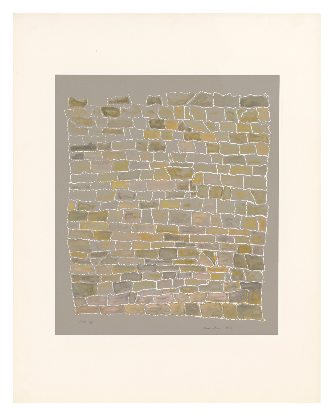 A watercolor work on paper by Anni Albers, titled Wall VII, dated 1983.