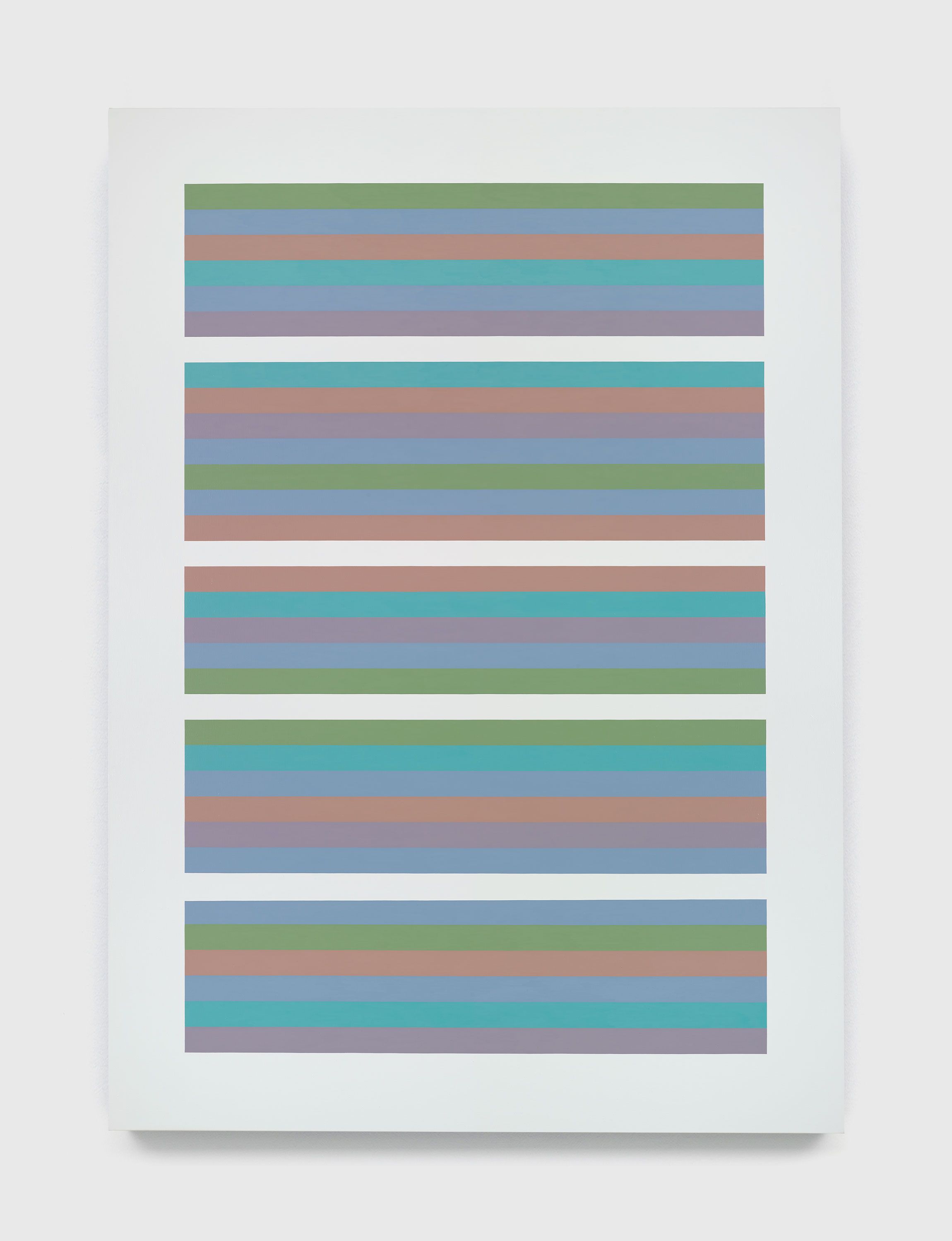 A painting by Bridget Riley, titled Intervals 13, dated 2021.