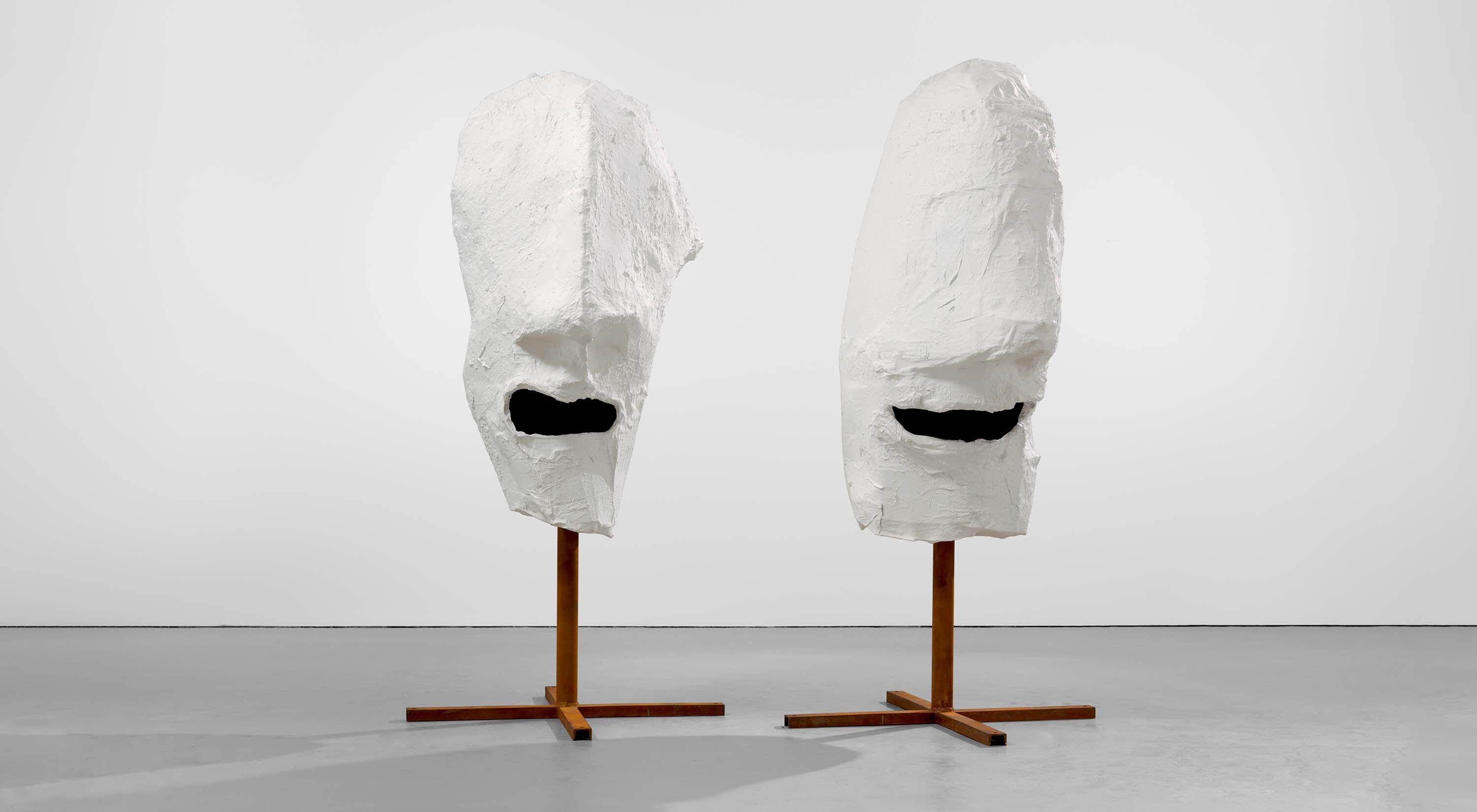 A sculpture by Franz West, titled Lemurenköpfe (Lemure Heads), dated in 1992 and 2000.