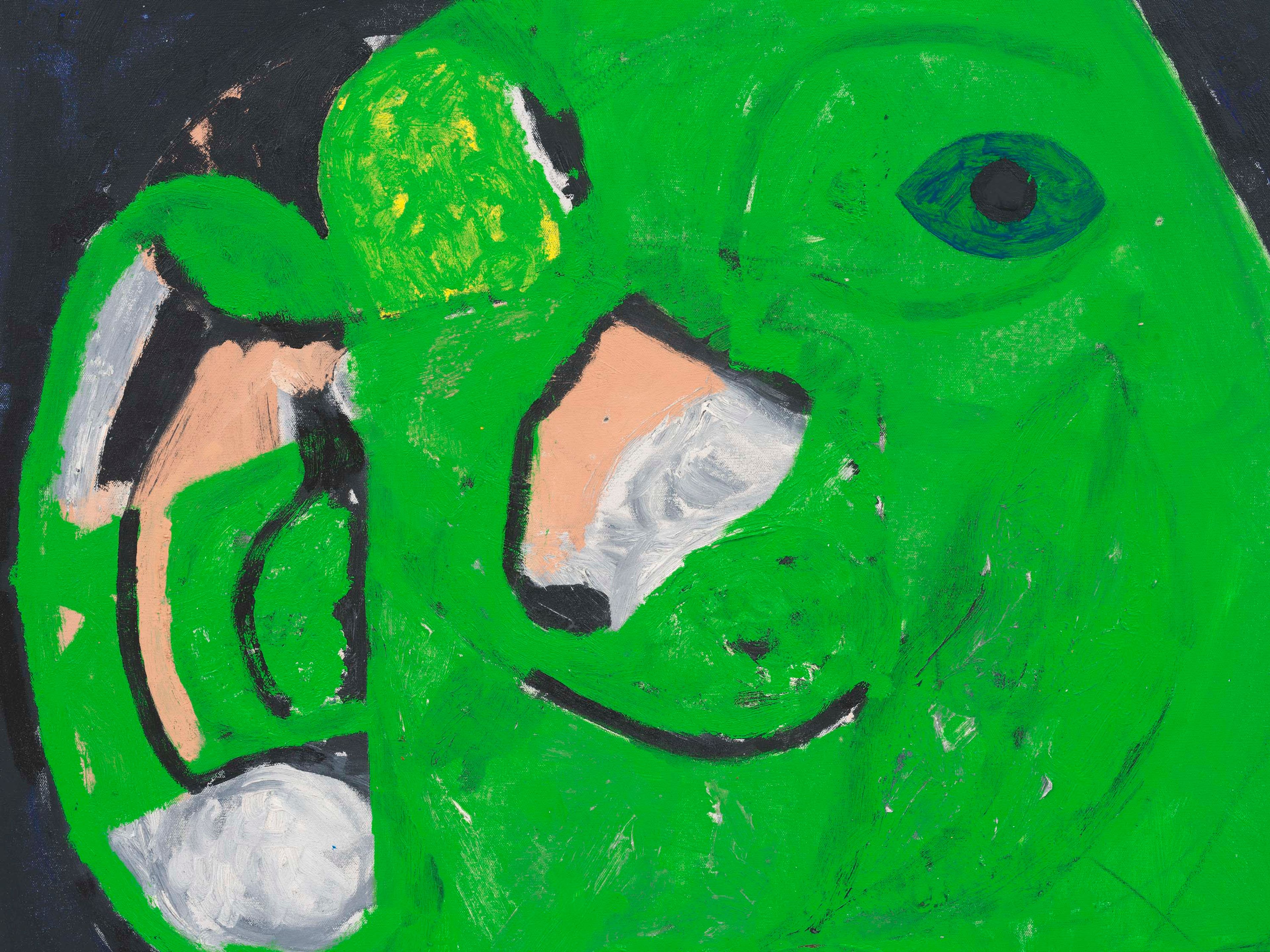 A detail from a painting by Joe Bradley, titled Jnani, dated 2025.