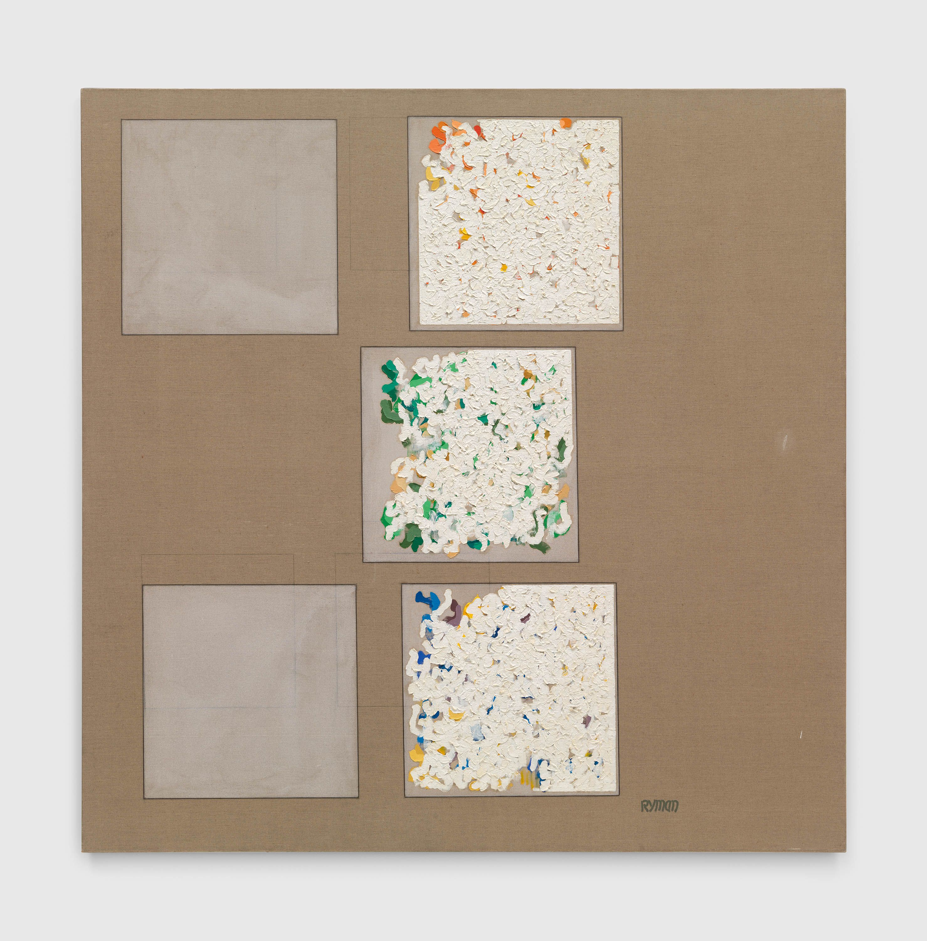 A painting by Robert Ryman, titled One Down, dated 1962.